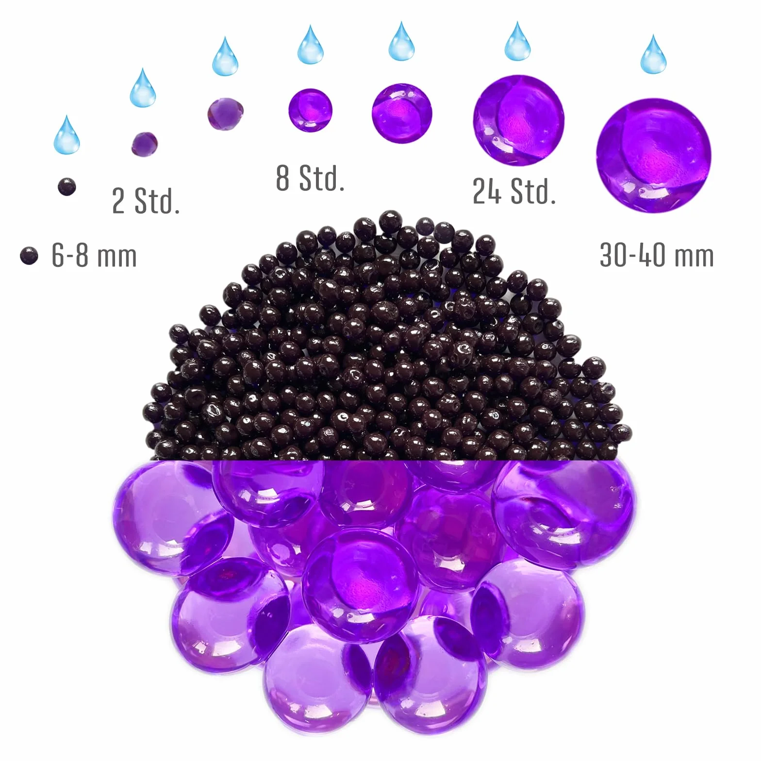trendfinding 100 g, dekoracyjny granulat magazynujący wodę, fioletowy, wielkość ziarna 6-8 mm, dekoracja do kwiatów i roślin, 10 litrów, bardzo wydajny, wszechstronne zastosowanie