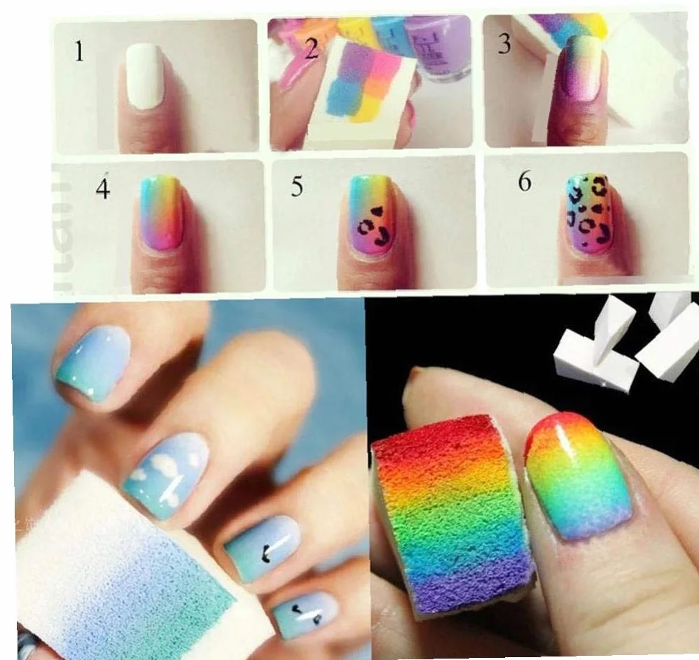 12 szt. / zestaw Nail Art Gradient miękkie gąbki do malowania blaknięcie narzędzia do manicure - polskie stemplowanie DIY narzędzia do zdobienia paznokci akcesoria