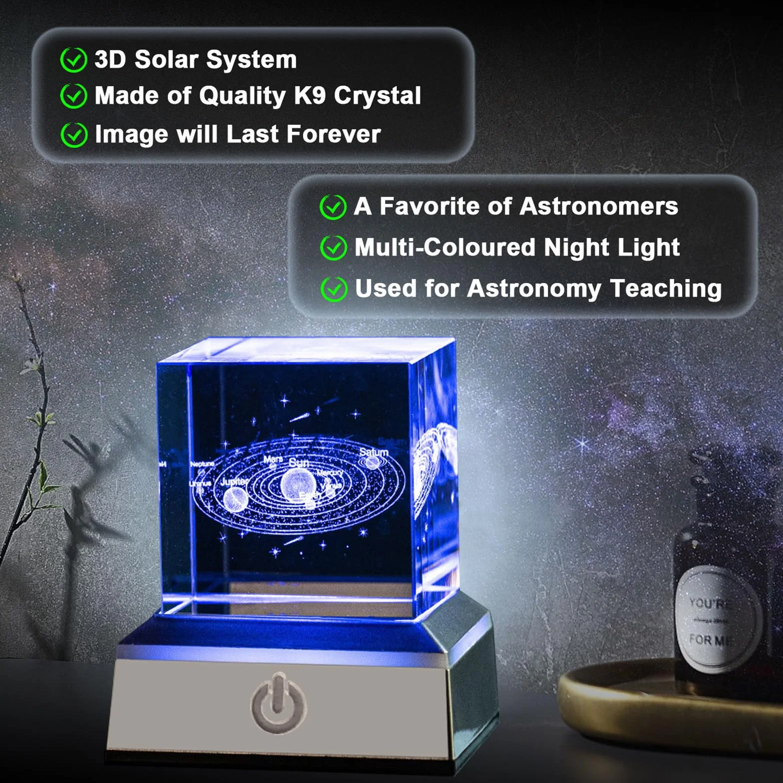 Kryształowa kula 3D, kryształowa kula 3D, kryształowa kula 3D, lampka nocna, galaktyka, kryształowa kula z diodami LED, kolorowa lampka nocna, podstawa dla miłośników astronomii, dekoracja