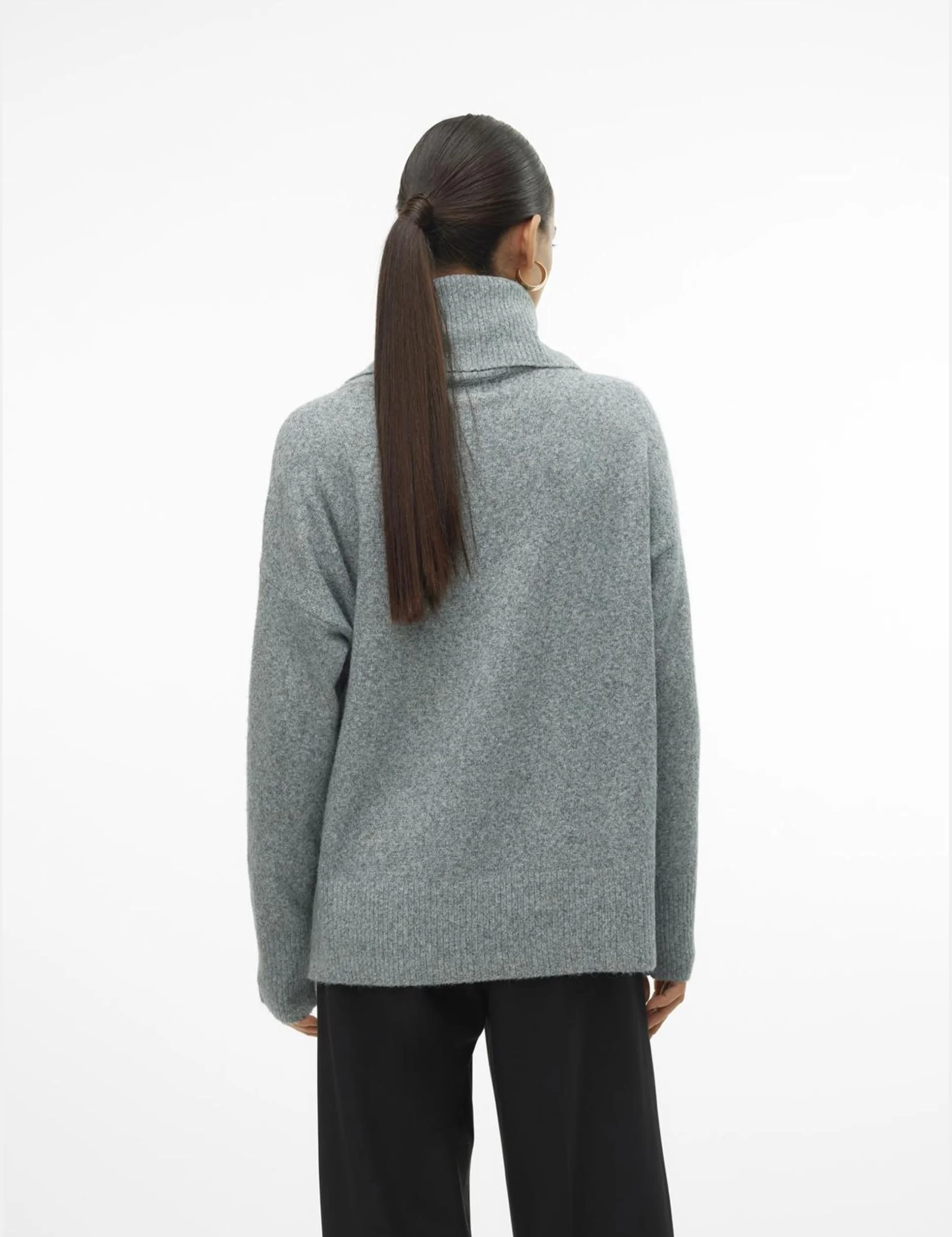 VERO MODA Damskie ponczo z dzianiny VMDOFFY LS Cowlneck Blouse GA NOOS, Balsam Green/Szczegóły: melanż, M