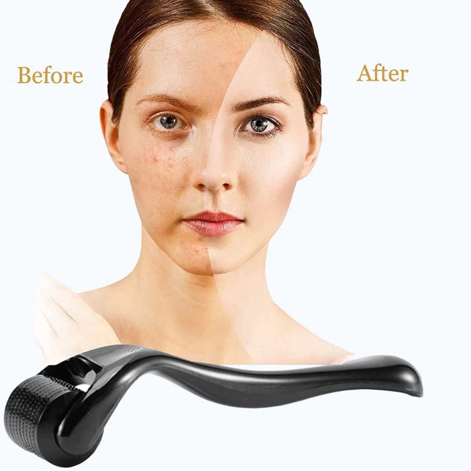 Derma Roller 540 tytanowy mikroigłowy wałek do mikroigłowej brody do twarzy, zmarszczek twarzy, wypadania włosów, rozstępów, odrastania włosów, mikroigły z futerałem, 1 mm