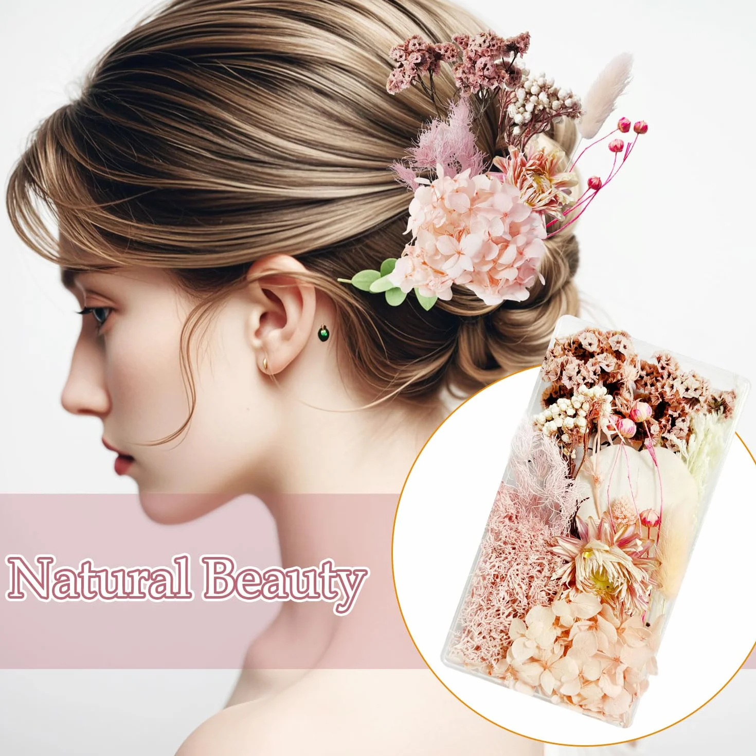 Suszone kwiaty dekoracja naturalne suche kwiaty suszone kwiaty prawdziwe i naturalne suszone liście do dekoracji DIY (różowy)