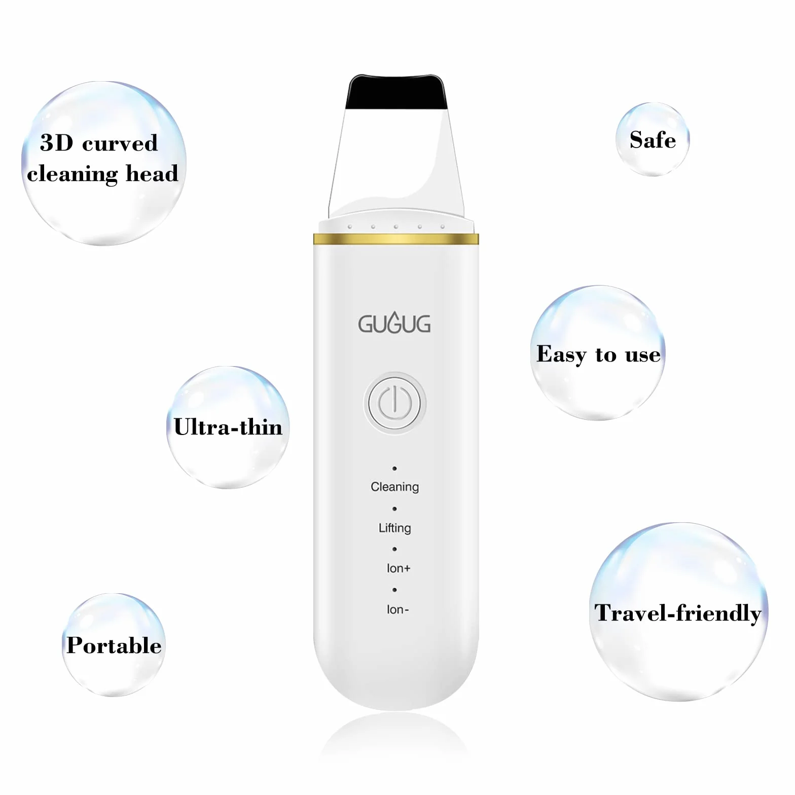 Skin Scrubber - Skin Spatula, Blackhead Remover Pore Cleaner with 4 Modes, Facial Scrubber Spatula, Comedones Extractor for Facial Deep Cleansing białe złoto