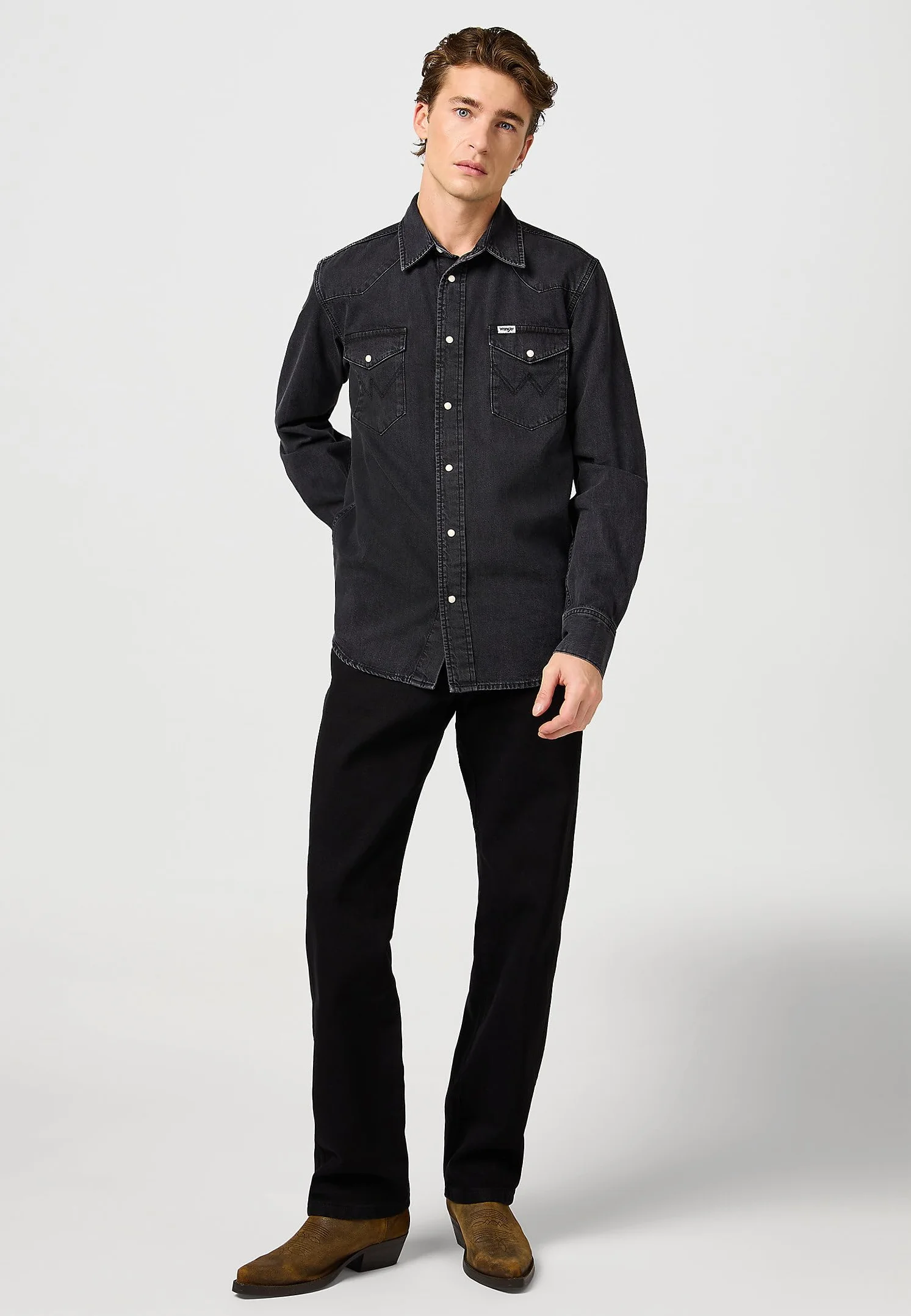 Wrangler Koszulka Mężczyźni Ls Western Shirt (1 w zestawie)