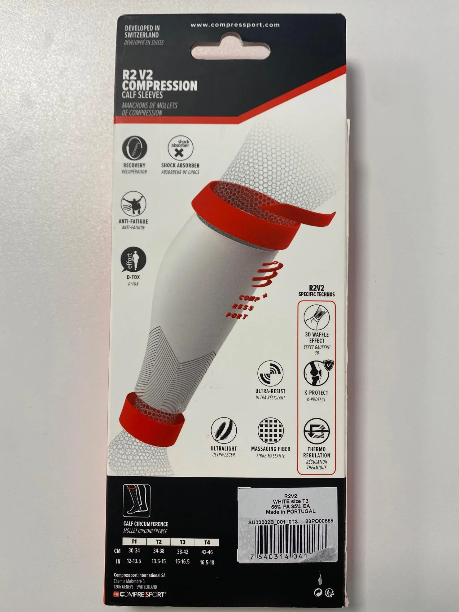 COMPRESSPORT R2v2 pokrowiec kompresyjny, biały, T3