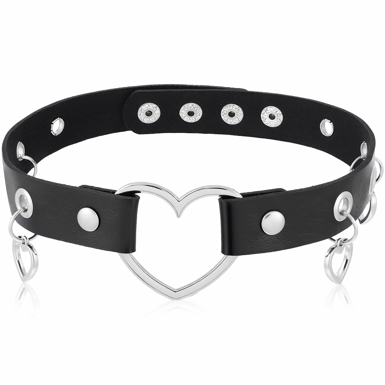 1 sztuka biżuteria punk serce choker, choker ze skóry PU regulowany kołnierz choker skórzany naszyjnik obroża wisiorek obroża gotycki skórzany naszyjnik
