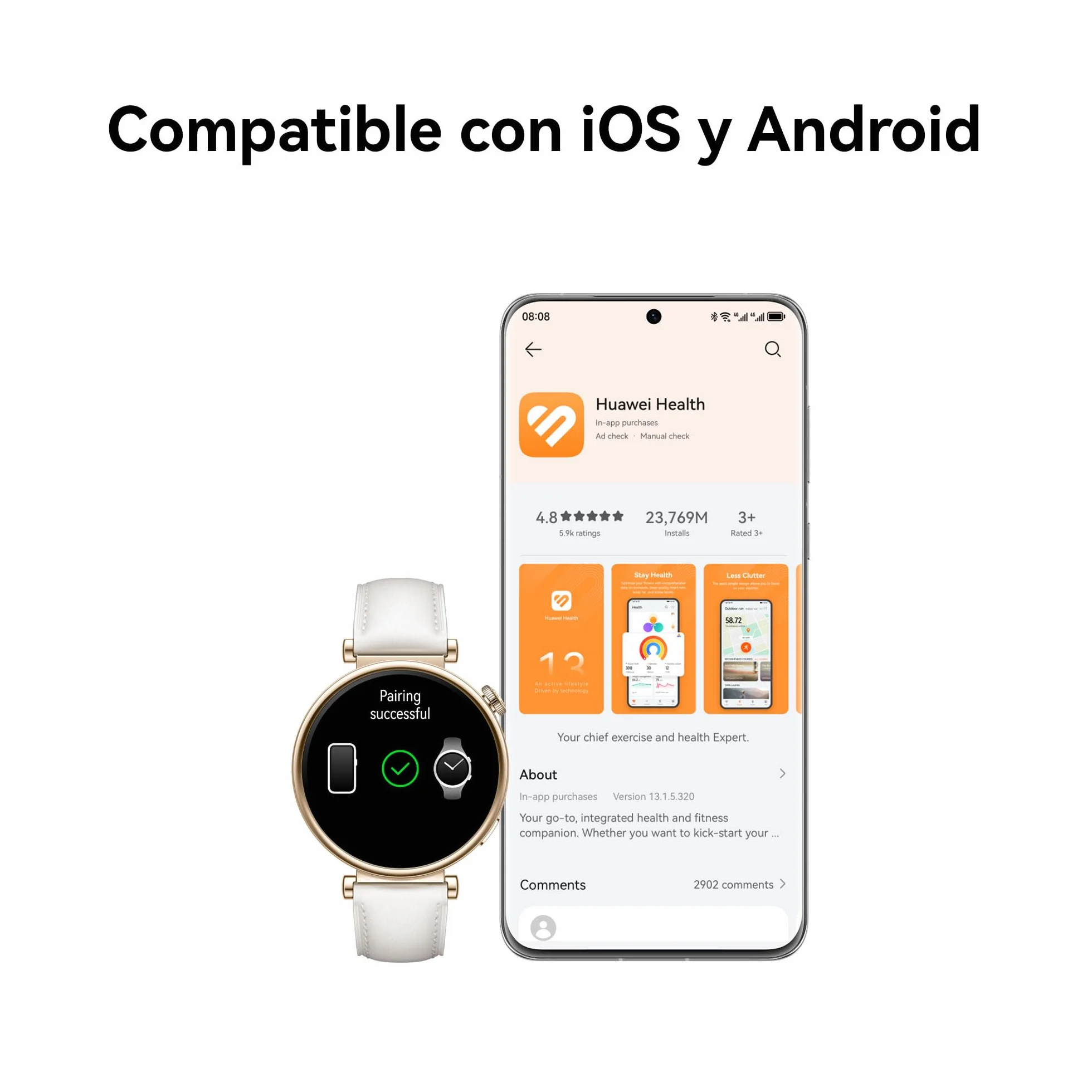 HUAWEI Watch GT 4 41 mm Smartwatch, Do 7 dni pracy na baterii, Kompatybilny z Androidem i iOS, Zarządzanie kaloriami, Monitor pracy serca, SpO2, GPS, Sport, Złoty [PL Version]