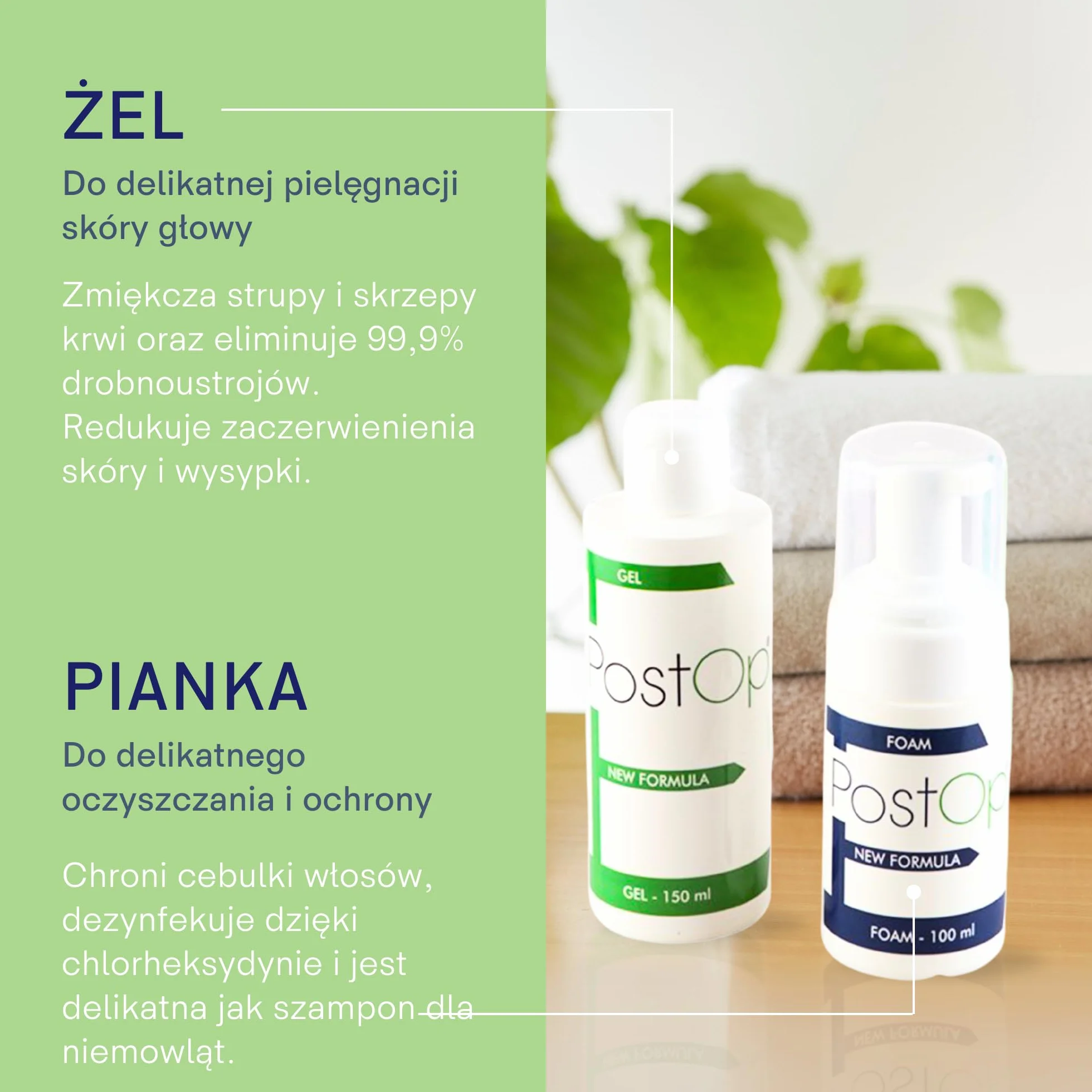 PostOp Zestaw po przeszczepie włosów Szampon + pianka opracowana specjalnie do stosowania po zabiegu (przeszczep włosów - FUE i FUT).