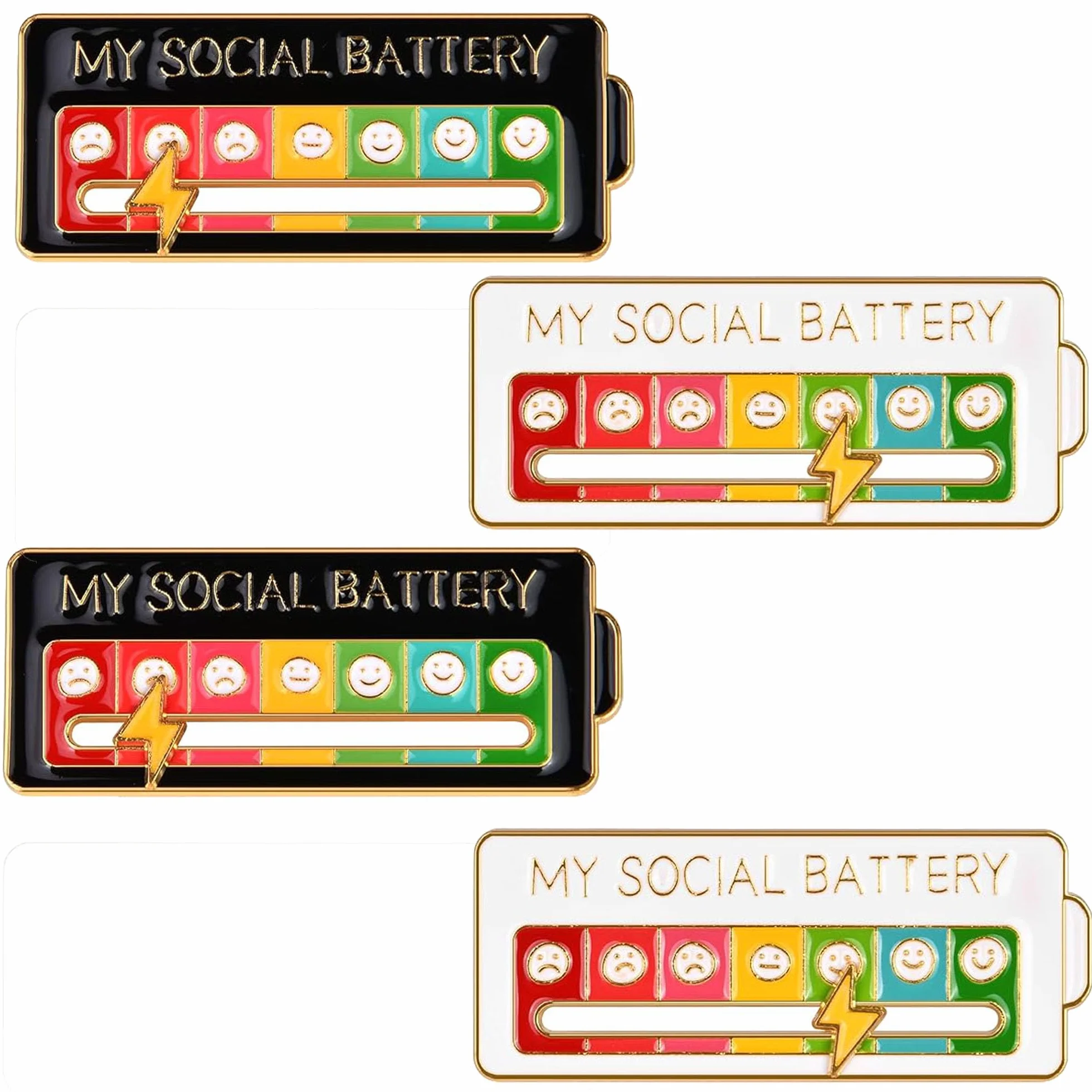 4 Sztuk Broszka Baterii Społecznej, Zabawna Broszka My Pin Social Battery Dla Nastroju Społecznego 7 Dni Broszka Baterii Społecznej Dla Ekspresji Osobiste Emaliowana Broszka Akcesoria Modne