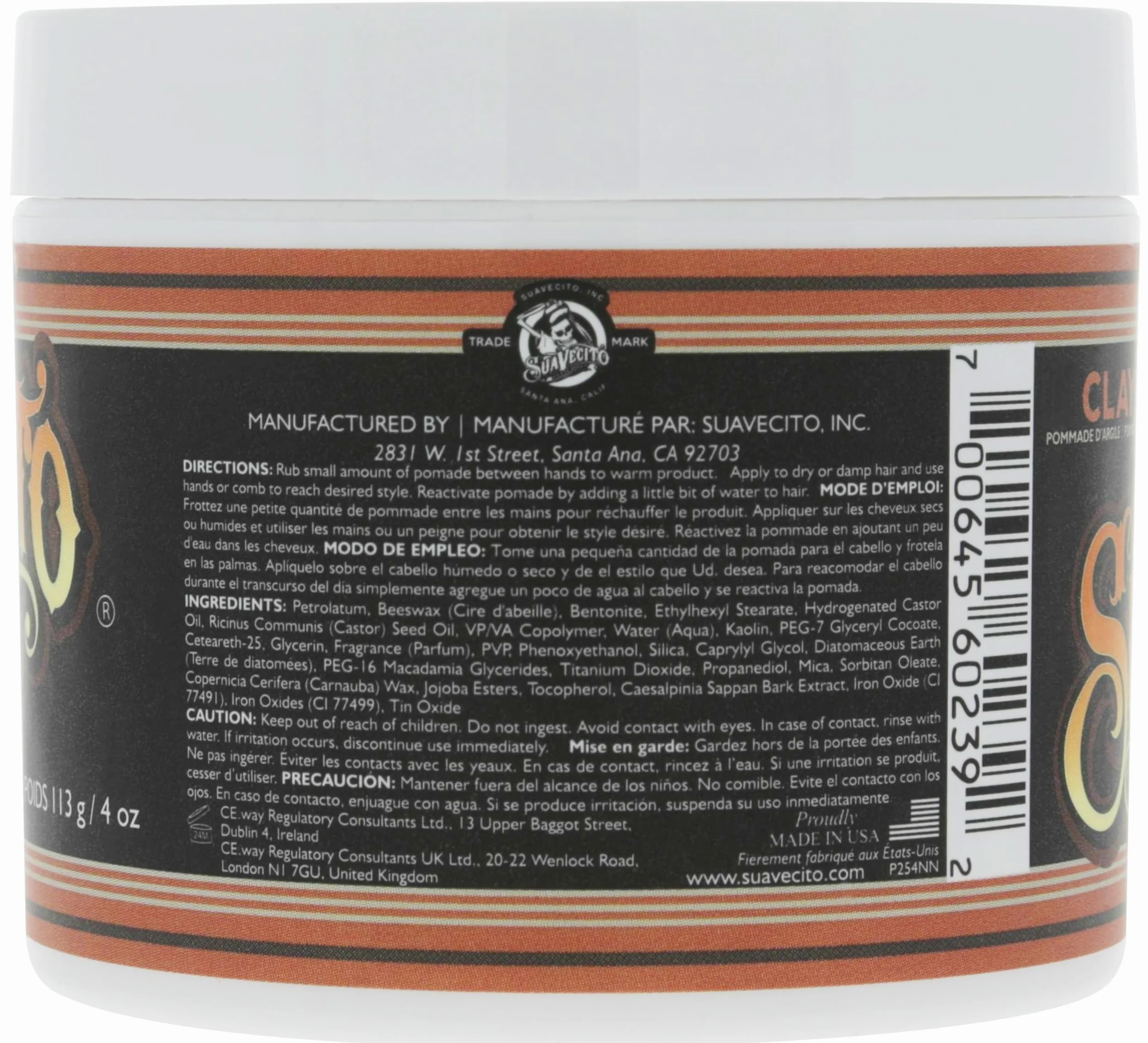 Suavecito - Clay Pomade - Glinka do włosów 113g