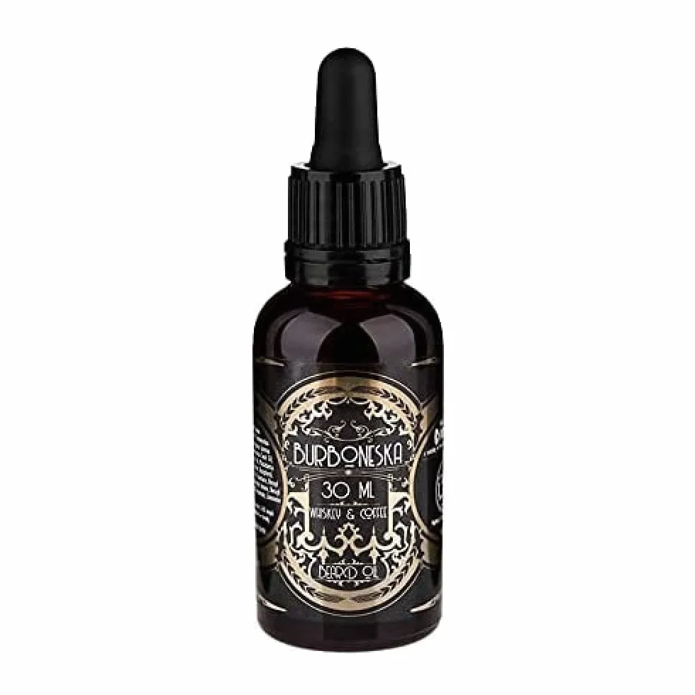 Cyrulicy wysokiej jakości olejek do brody Burboneska 30 ml | naturalny skład | olejek do brody o zapachu whiskey i kawy | zmiękcza i odżywia brodę | idealny na prezent dla brodacza