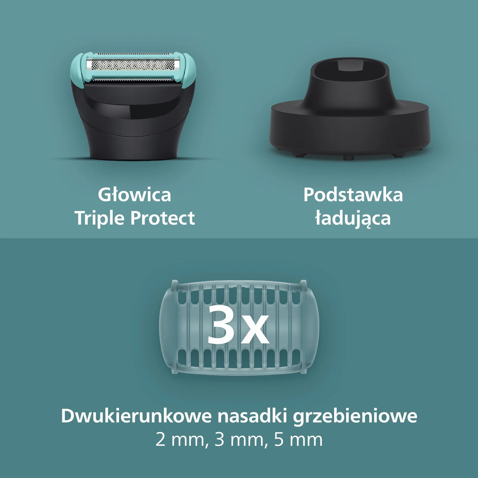 Philips Body Groomer Seria 5000 – trymer do ciała dla mężczyzn Triple Protect, Zapewnia golenie okolic intymnych, Trymer jest w pełni wodoodporny, a jego czas działania wynosi 100 minut; BG5485/30