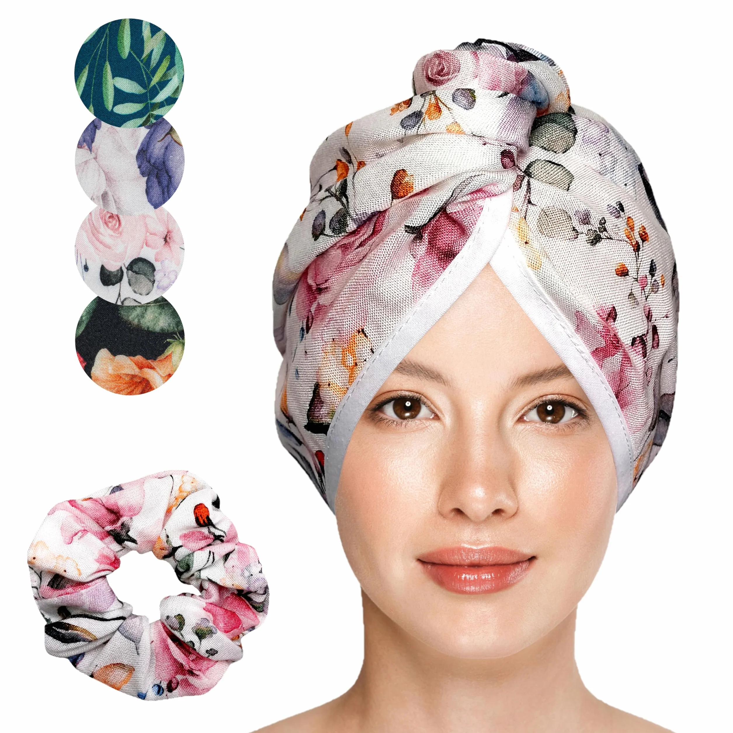 bambusowy turban do włosów z guzikiem - turban do każdego rodzaju włosów - szybkoschnący ręcznik do włosów - ręcznie robiony ręcznik do włosów z gumką