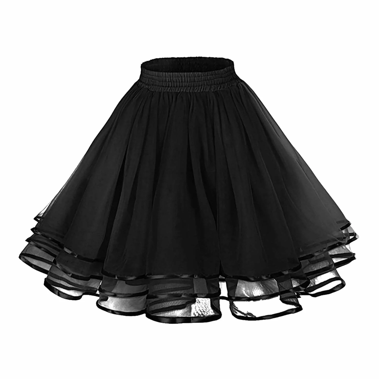Damska spódnica tiulowa z falbankami tutu pod spódnicą, halka na karnawał, karnawał, imprezę, Halloween, kostium karnawałowy, spódnica tiulowa, #11 czarny, Rozmiar uniwersalny