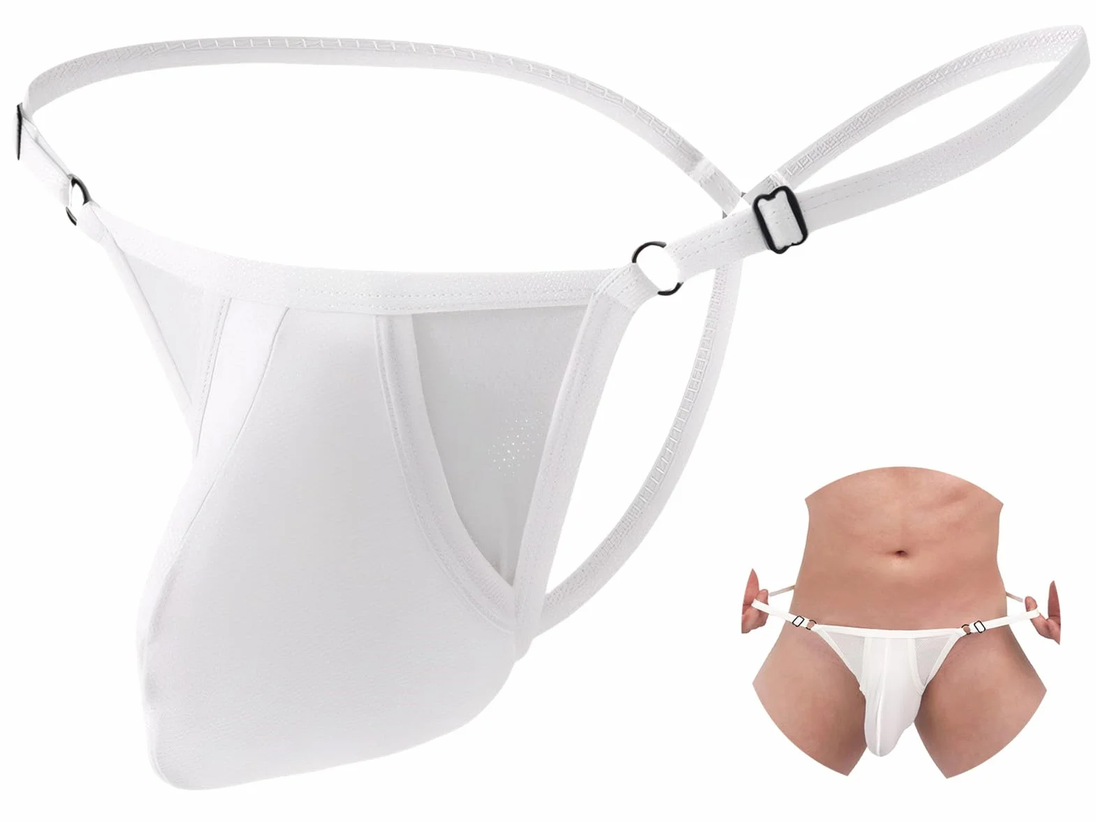 AIEOE Męskie seksowne stringi regulowane stringi EIS jedwabna bielizna slipy lekkie elastyczne spodnie S-XL