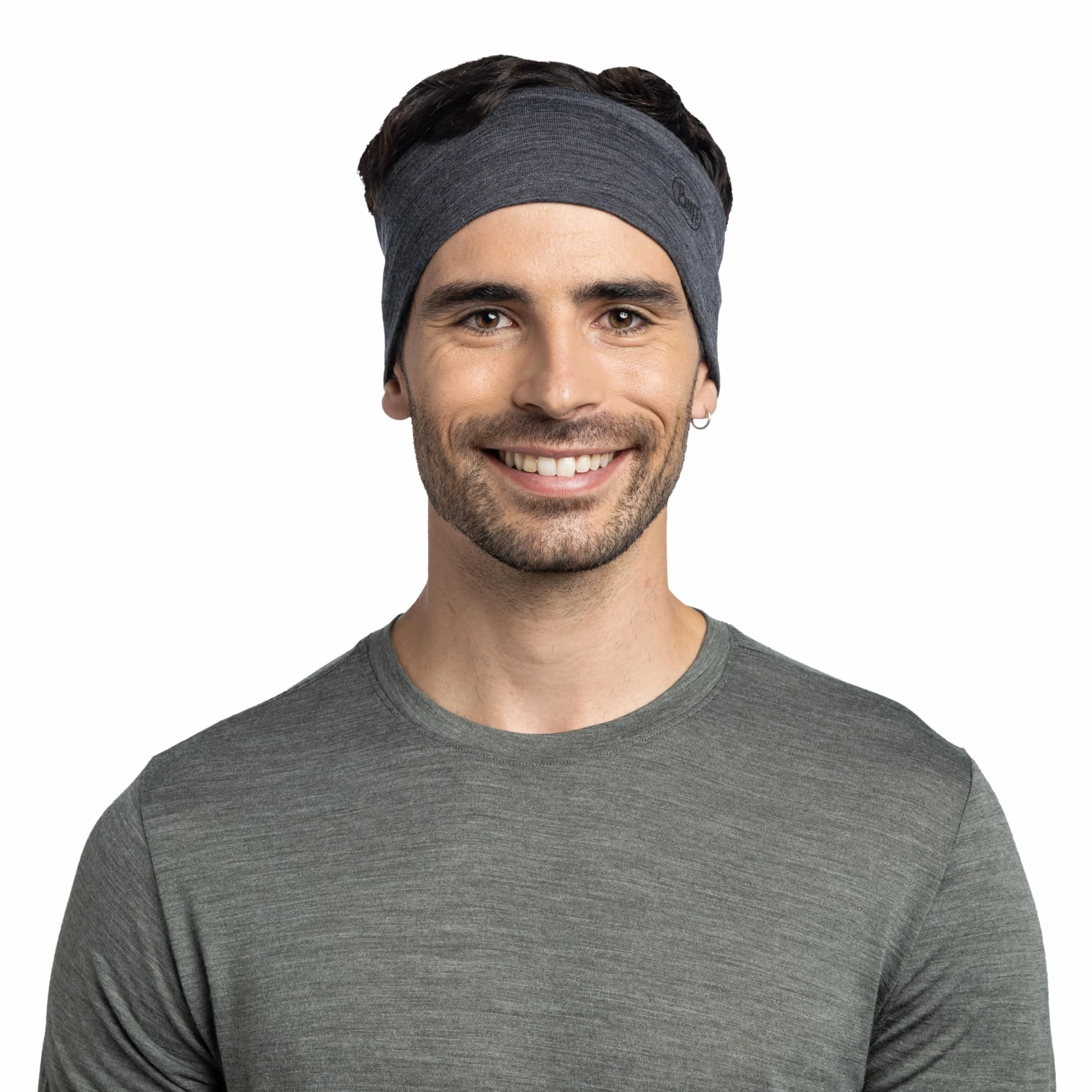 BUFF® Opaska na głowę LW z wełny merynosów, dla mężczyzn, kobiet, dorosłych, regulacja temperatury, 100% wełna z merynosów, na świeżym powietrzu, trwała, lekka, wygodna, jeden rozmiar, ciemnoszara