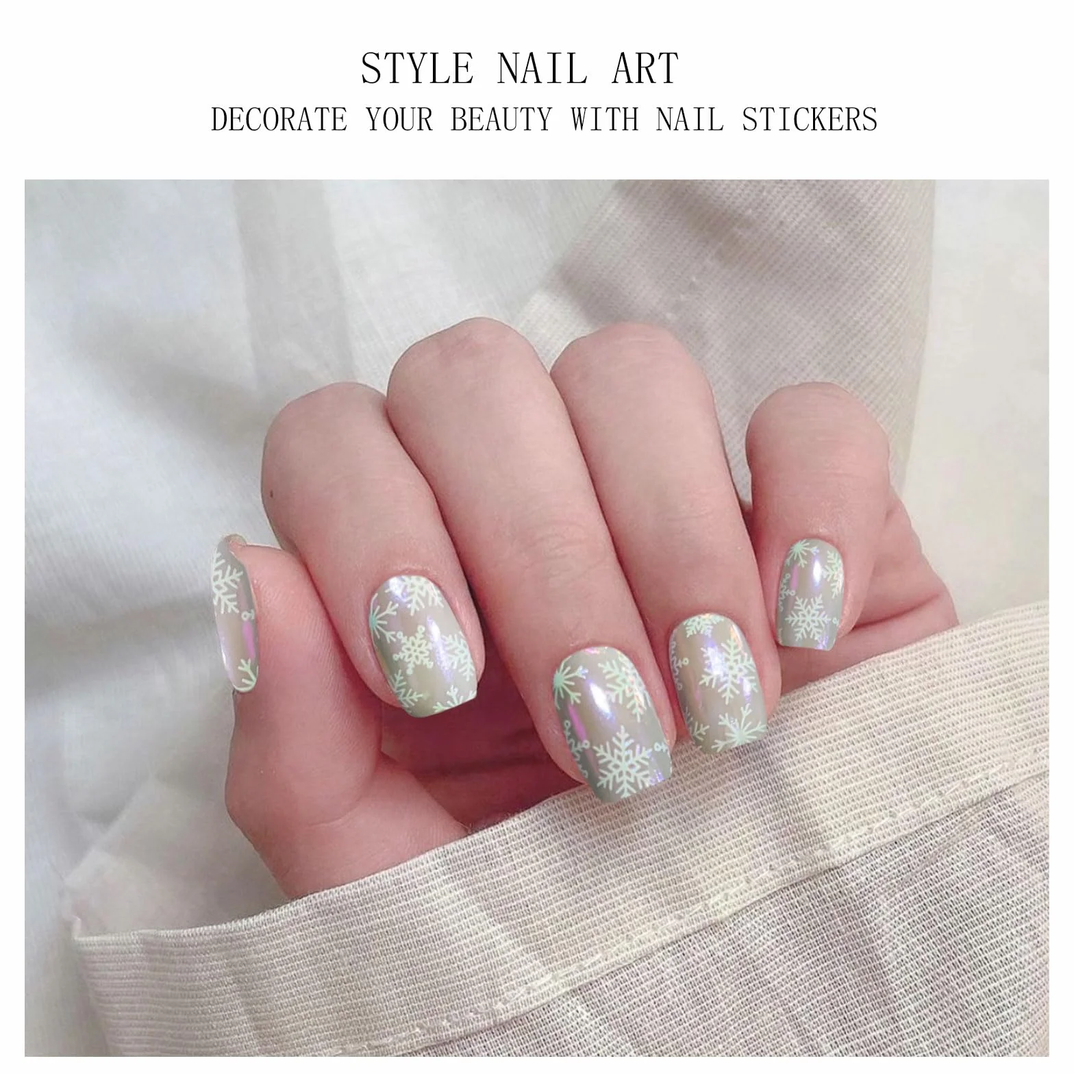JMEOWIO Żel do paznokci Naklejki Boże Narodzenie Płatek śniegu Naklejki do paznokci Żel Nail Art Stickers Decor