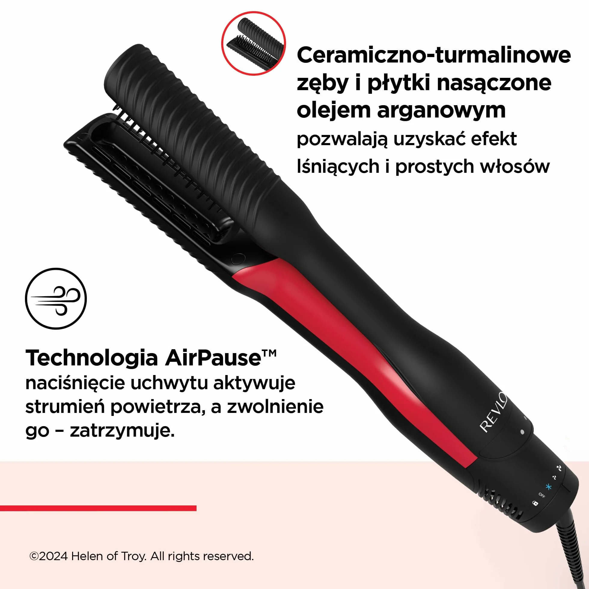 Revlon One-Step Air Straight 2-in-1 Dryer & Air Straightener | Dry & straighten with hot air without extreme heat, Optional Shine Boost with heated teeth & plates infused with Argan oil | RVDR5330UK