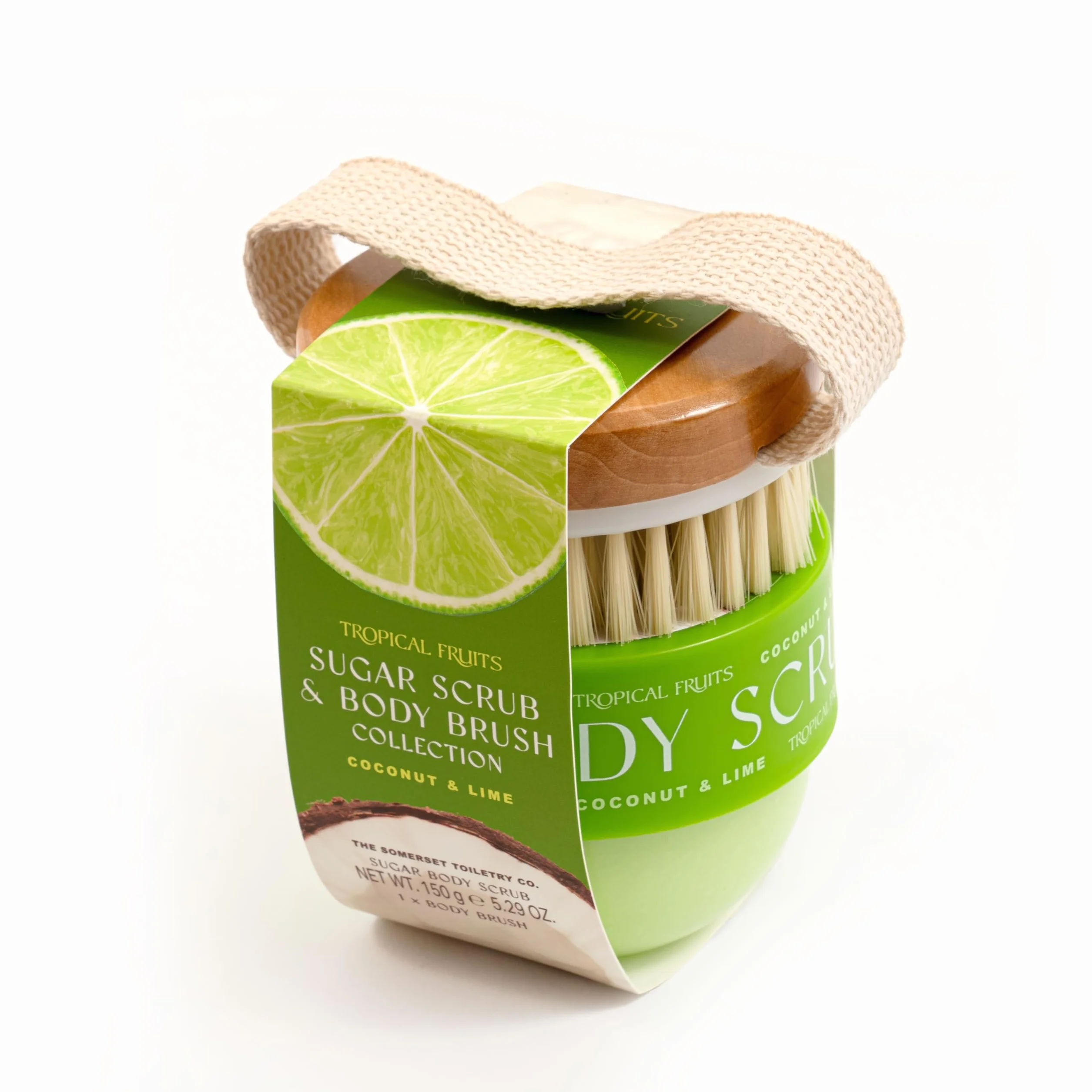 Tropikalne owoce delikatny złuszczający słodki peeling i pędzel kokos i limonka 150g