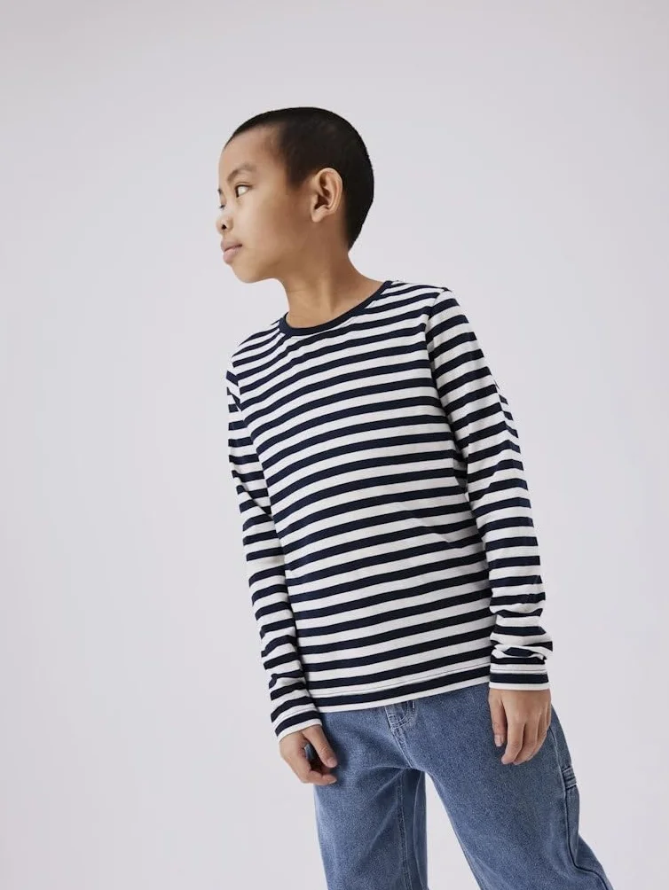 NAME IT Chłopięca Nkmsalmo Nreg Ls Top Noos koszulka z długim rękawem, Dark Sapphire, 122-128