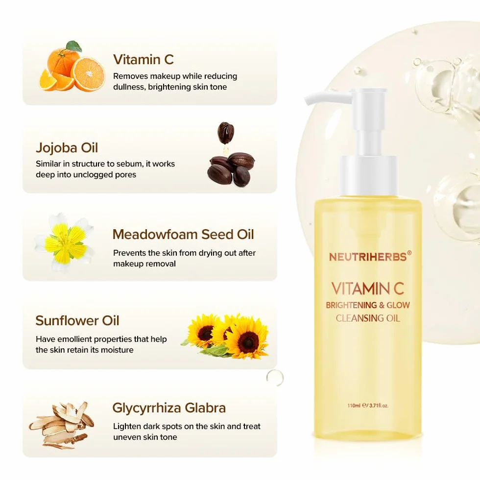Neutriherbs Olejek do demakijażu, olejek do usuwania wodoodpornego makijażu, ochrony przeciwsłonecznej, makijażu oczu i ust – All Skin Type - 3.71 Fl.Oz