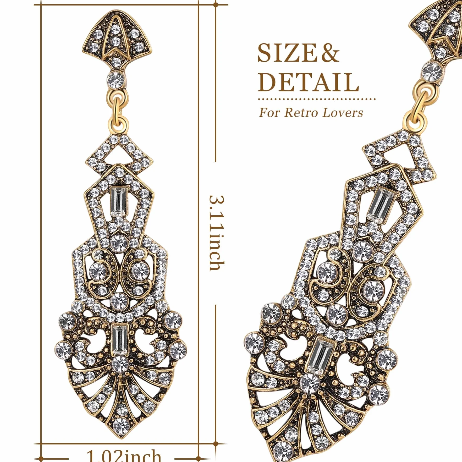 BABEYOND Kolczyki w stylu vintage z lat 20. XX wieku – zwisające kolczyki w stylu art deco na kostium Gatsby, imprezę i ślub w stylu lat 20