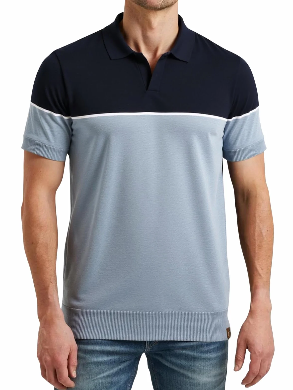 Męska koszulka polo z krótkim rękawem Golf Elegancka Kontrastująca kolorystyka Dzianinowa koszulka polo Lato Outdoor