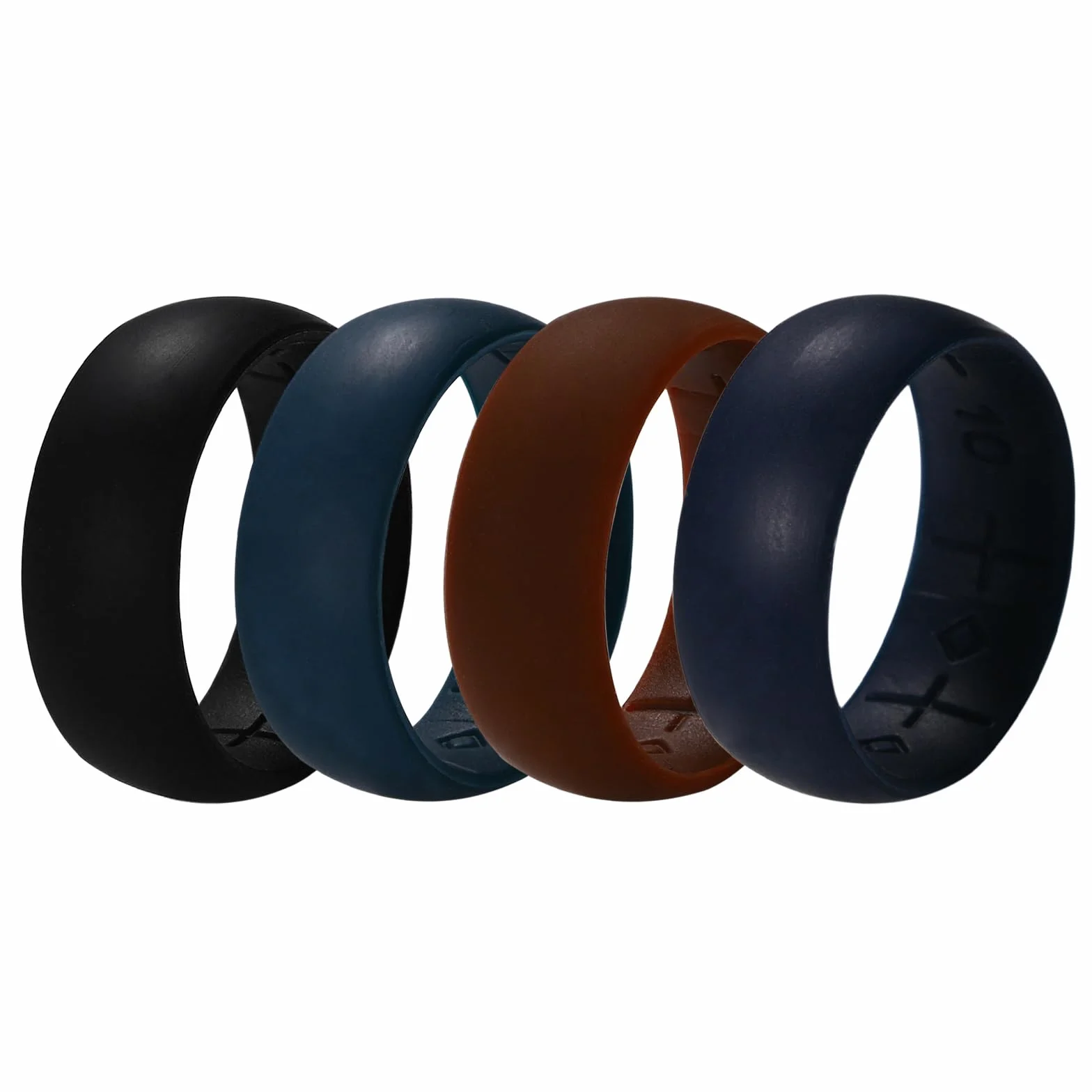 JewelryWe Zestaw 4 silikonowych obrączek ślubnych dla mężczyzn: 8,5 mm, oddychające pierścienie silikonowe z krzyżem, wentylacja, gumowe pierścionki, biżuteria ślubna, pierścionki na palce do