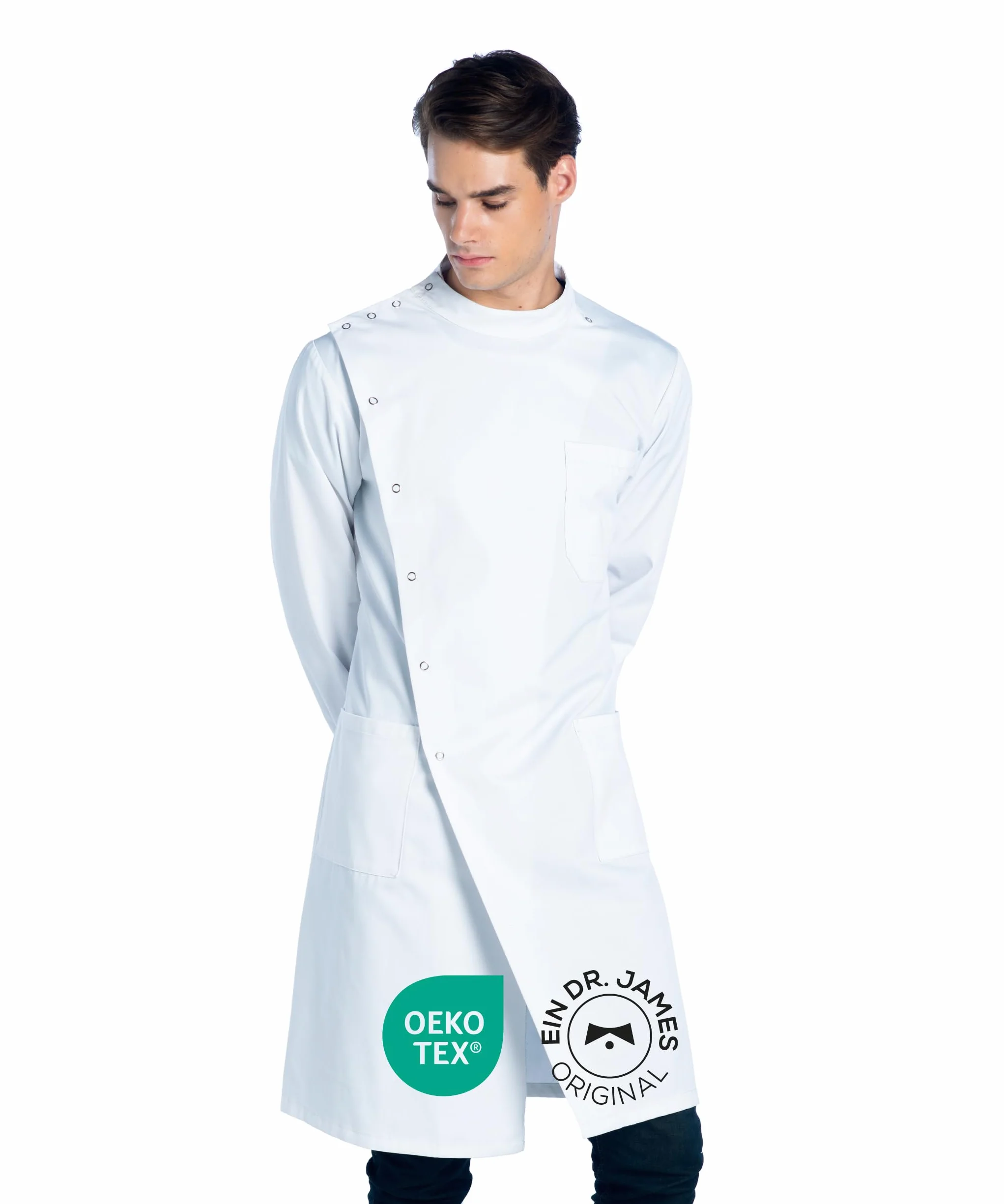 Dr. James Fartuch Laboratoryjny Unisex, Klasyczny Krój, Styl Howie, Biały (XXL)