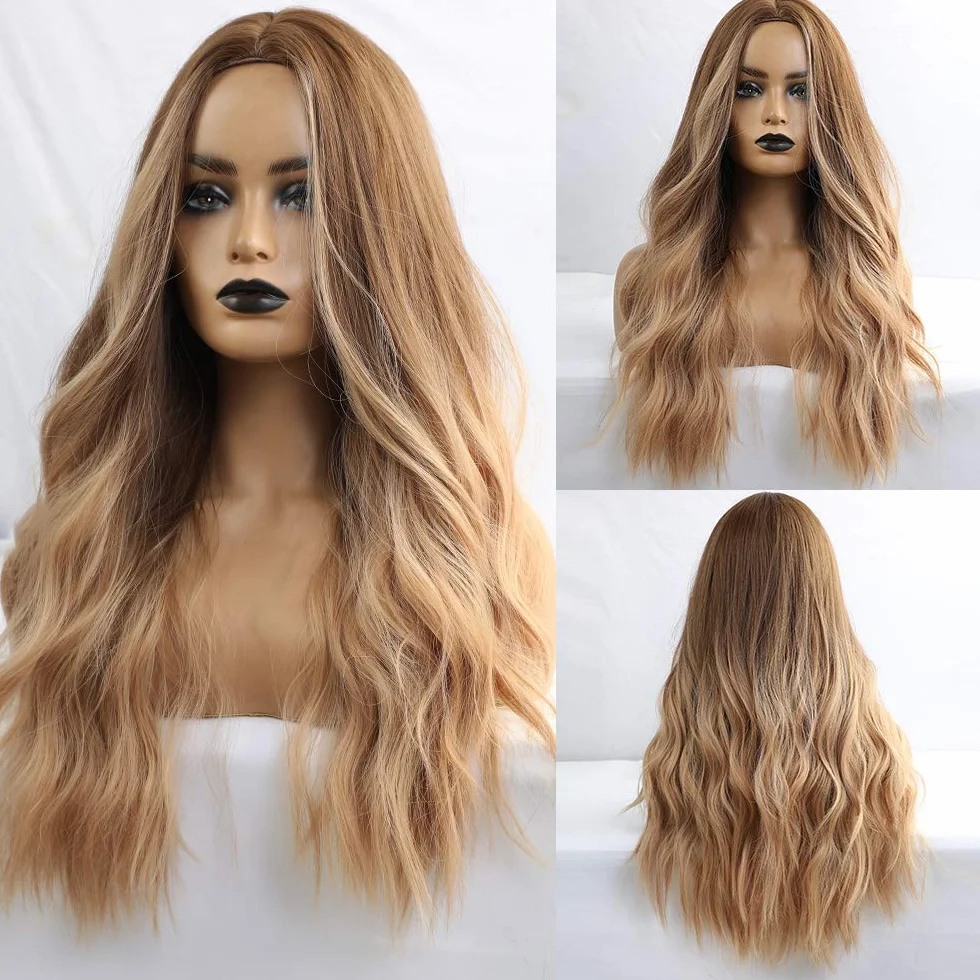 HAIRCUBE Długa Kręcona Peruka Damska 61 cm Brązowa Syntetyczna