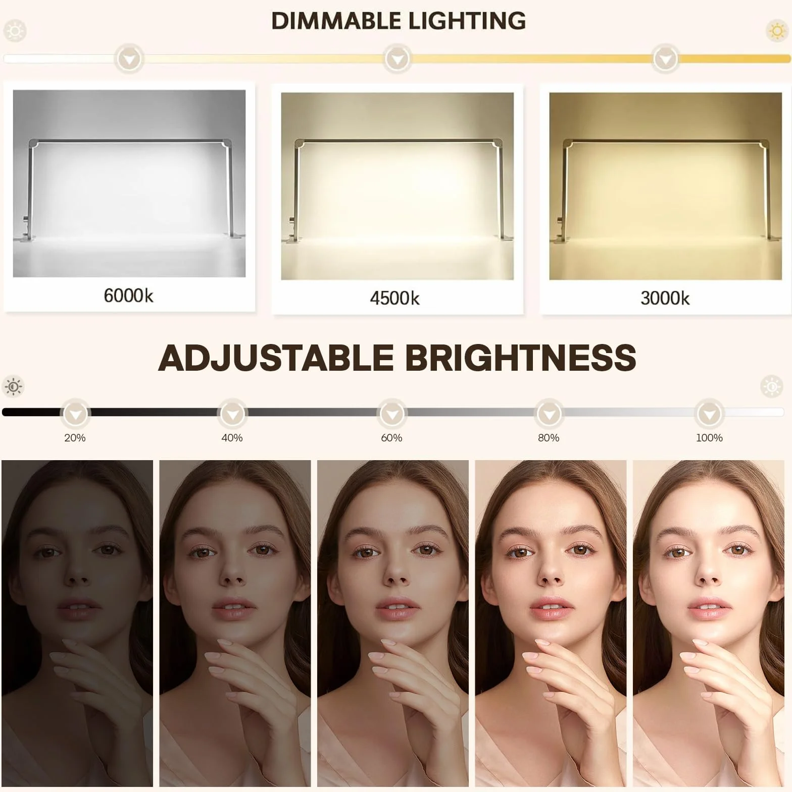Lampa biurkowa do manicure 36 W, 3 tryby 4000K-6000K, ściemnialna, 86 cm