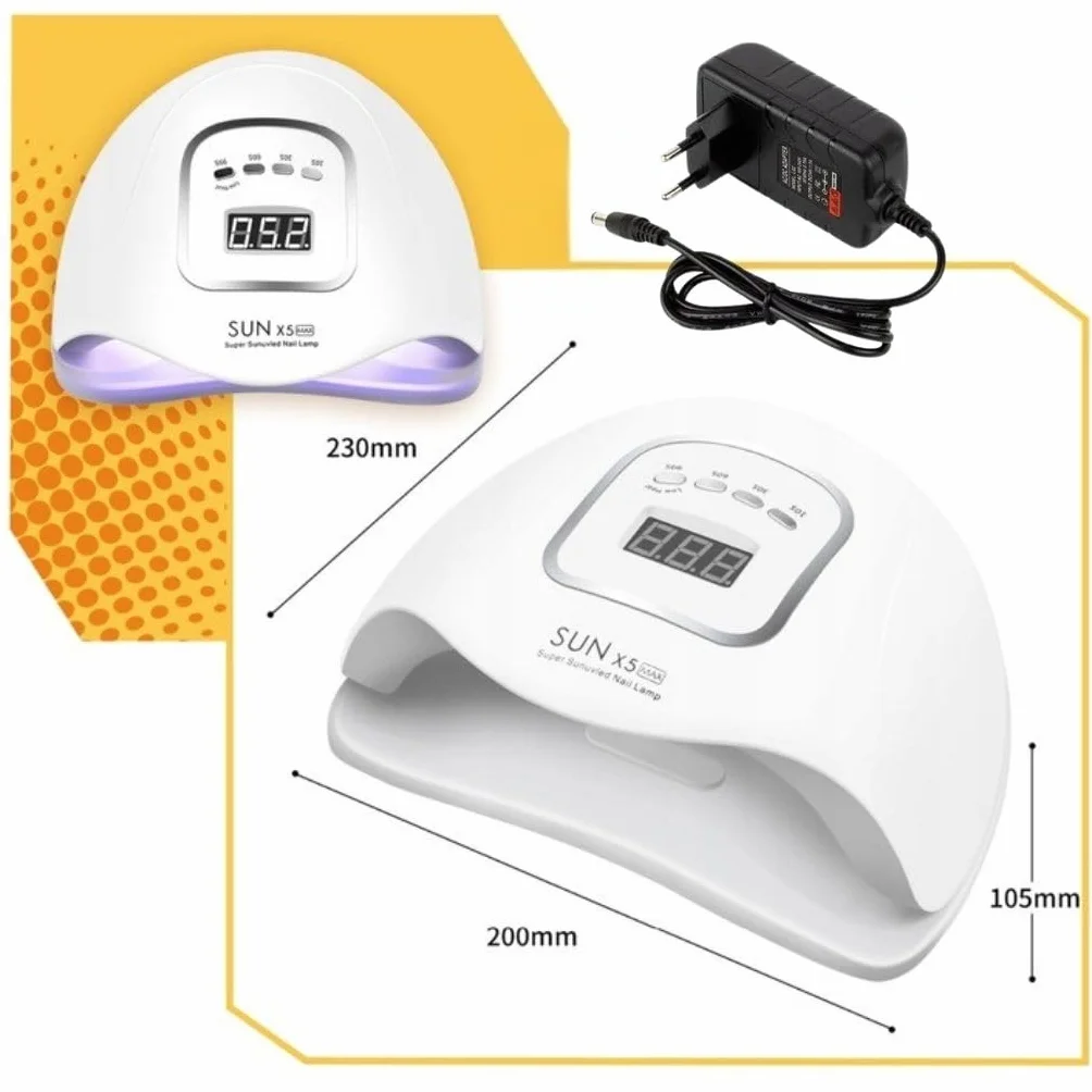 Lampa LED do paznokci 80 W SUN X5 MAX LCD UV timer 10/30/60/99s do stóp i rąk