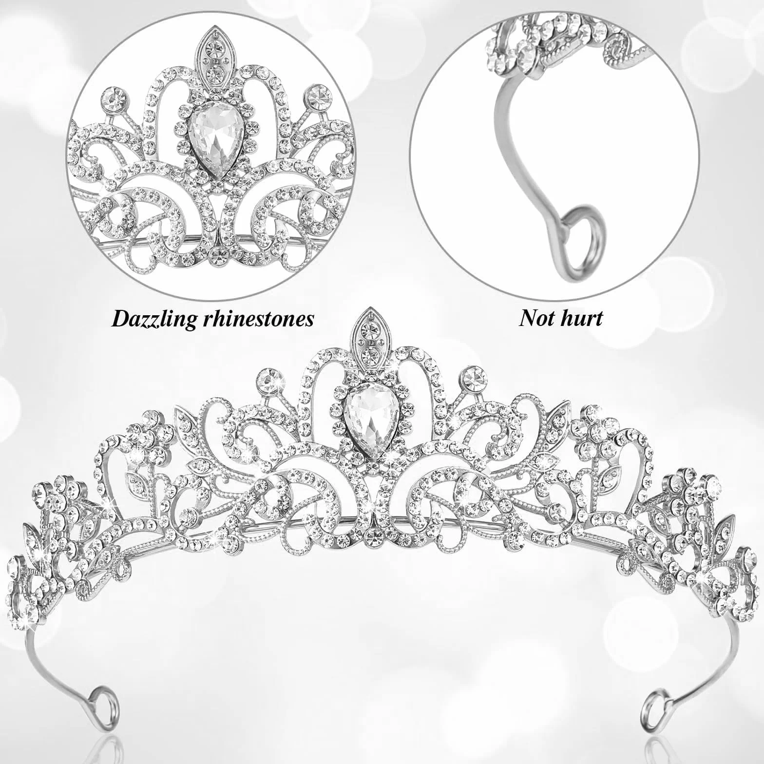 Tiara koronna, tiara na przyjęcie księżniczki, dodatek, tiara, korona księżniczki, kryształowe diademy, korony stras, opaska na głowę, dla kobiet, dziewcząt, na okazje, w tym wesela, imprezy