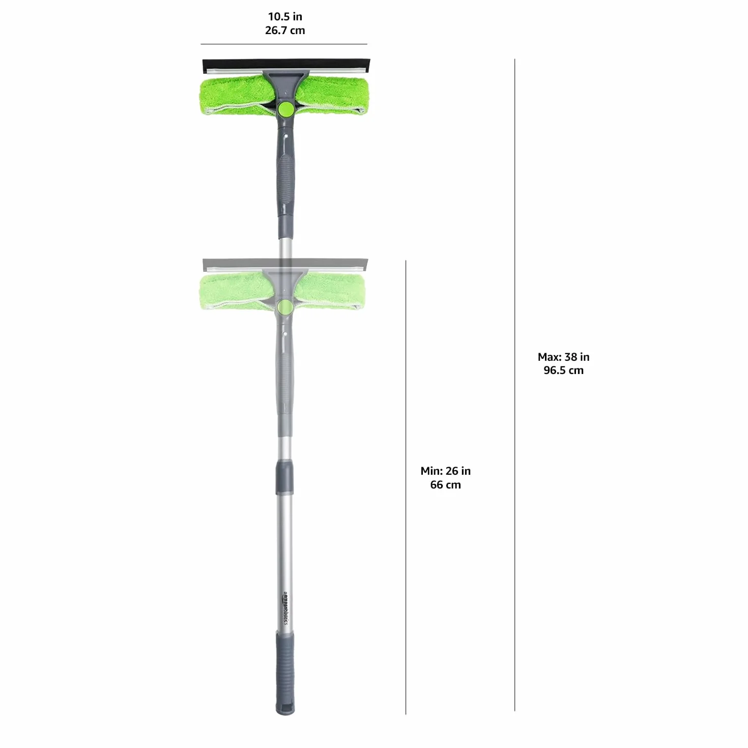 Amazon Basics DS2941S, ściągacz do okien, wysuwany, z obrotową głowicą, zielony, srebrny, czarny