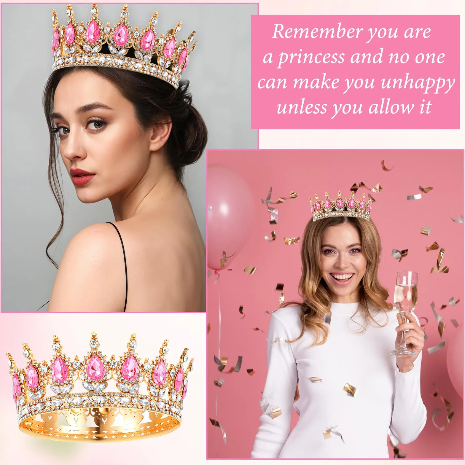 1 sztuka Tiara księżniczki Korona Damska Tiara z kryształami Tiara dla dziewczyn Damska kryształowa Tiara Damskie vintage tiary Błyszczące diademy Biżuteria do włosów dla panny młodej, ślub, bal