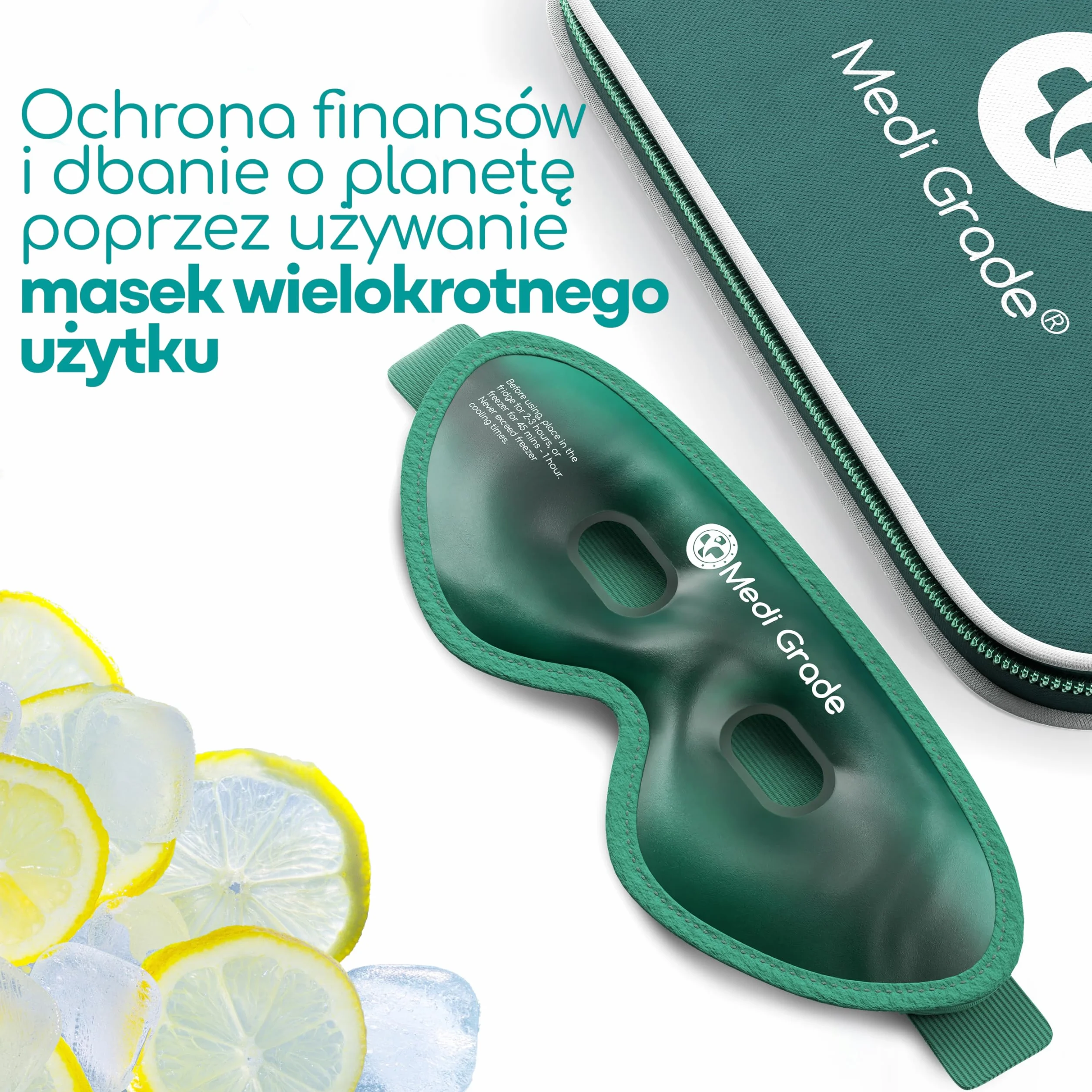 Medi Grade Żelowa Maska Chłodząca na Oczy Wielokrotnego Użytku z Regulowanymi Paskami