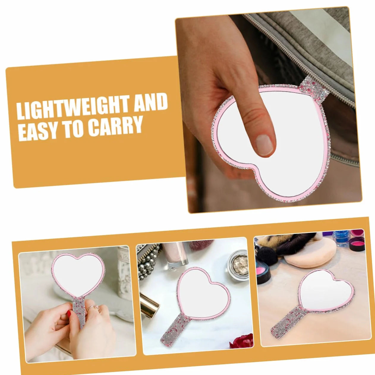 PACKOVE 2 Sztuki Lustro Ręczne w Kształcie Serca Mini Lusterko Kompaktowe