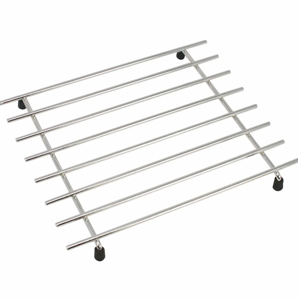 COM-FOUR® Podstawka ze stali nierdzewnej z gumowymi nózkami - Podstawka pod garnki, patelnie, naczynia zaroodporne i woki - 19 x 24 x 2,5 cm (2 sztuki - czarny)