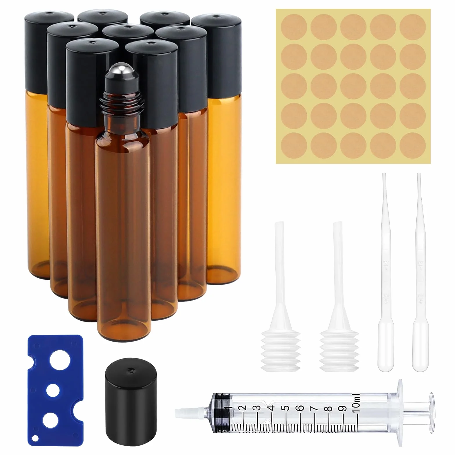 12 sztuk brązowych szklanych butelek, 10 ml szklana butelka w rolce ze stali nierdzewnej, napełniane butelki rolkowe olejki eteryczne do masażu aromaterapii perfum