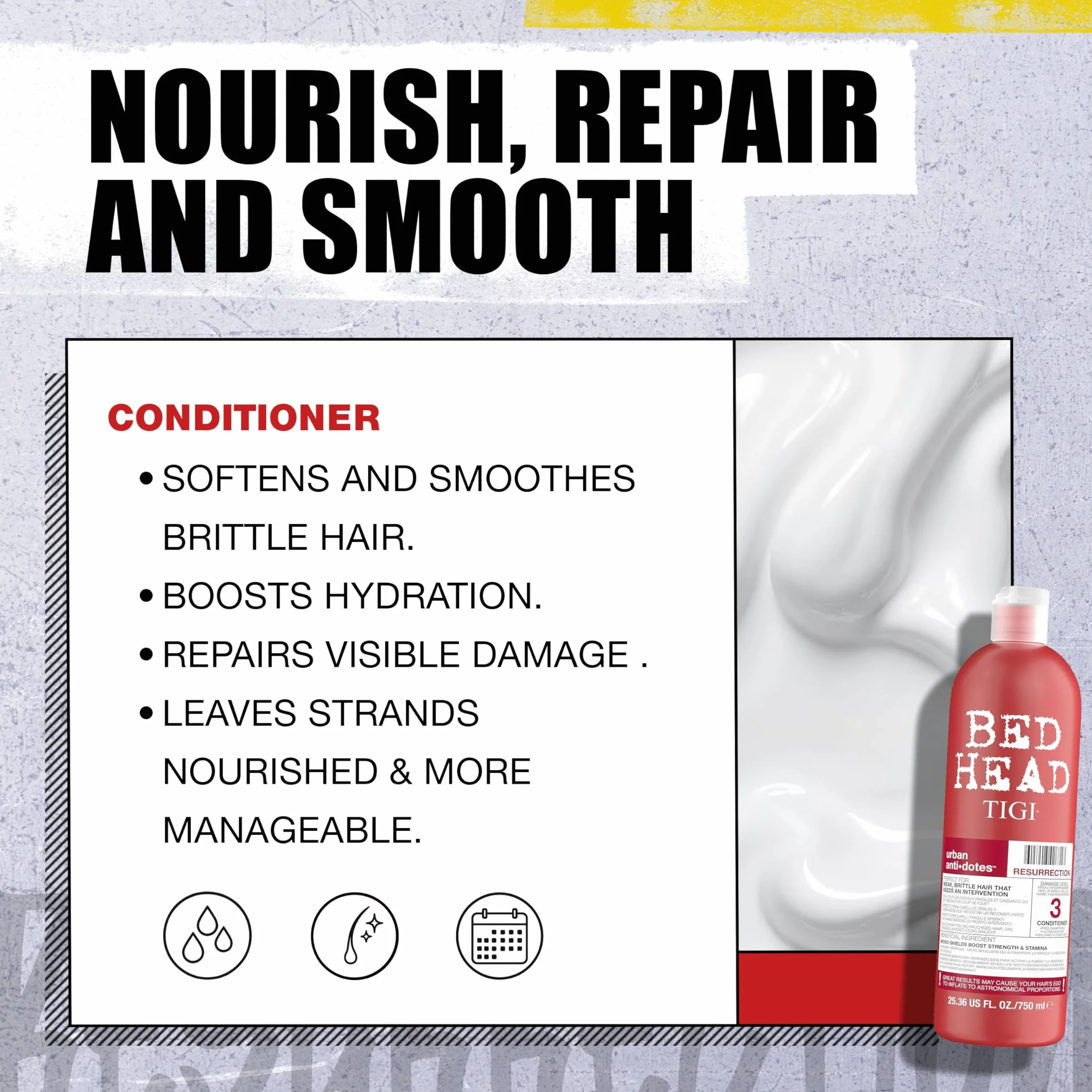 Tigi Bed Head Urban Antidotes Resurrection, Szampon i Odżywka do Włosów Zniszczonych, 2 x 750 ml