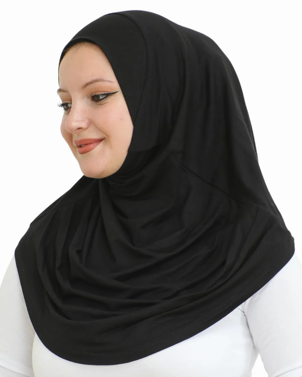 Prien Zwykły gotowy do noszenia hidżab dla kobiet, muzułmańskie turbany, miękki szalik z dżerseju, ubrania islamskie, długie hidżaby, Abaya, Czarny, Standard