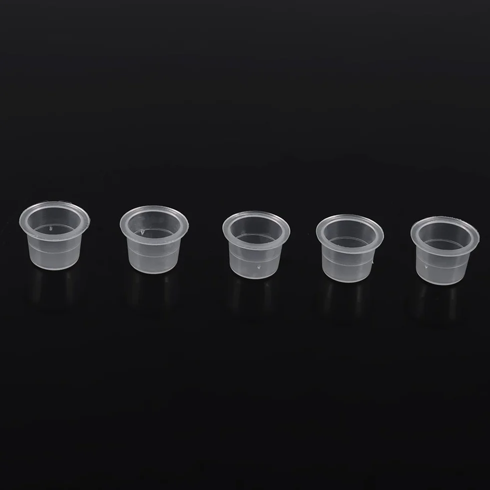 Tatuaż tusz czapki, tusz do tatuażu Cap kubek Pot średni duży plastikowy pigment do tatuażu kubek do tatuażu makijaż permanentny pojemnik Cap tusz do tatuażu materiały do ​​tatuażu 100 sztuk(M)