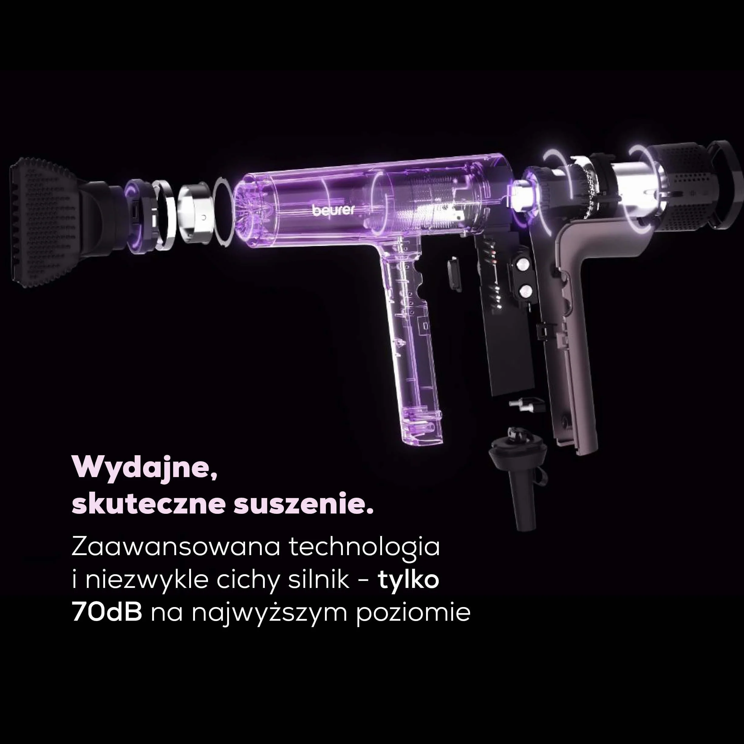 Beurer HC 100 Excellence suszarka do włosów, suszarka do włosów z silnikiem cyfrowym, mocna i lekka, 4 ustawienia temperatury i dmuchawy do szybkiego i delikatnego suszenia