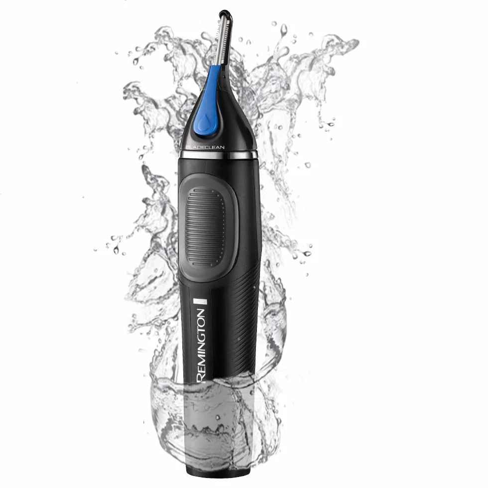 Remington trymer do nosa, uszu i brwi, stalowe ostrza Advanced Steel, trymer liniowy, na baterie 1x AAA, możliwośc mycia pod bieżącą wodą, czarny, Hygiene Clipper Lithium NanoSeries NE3870