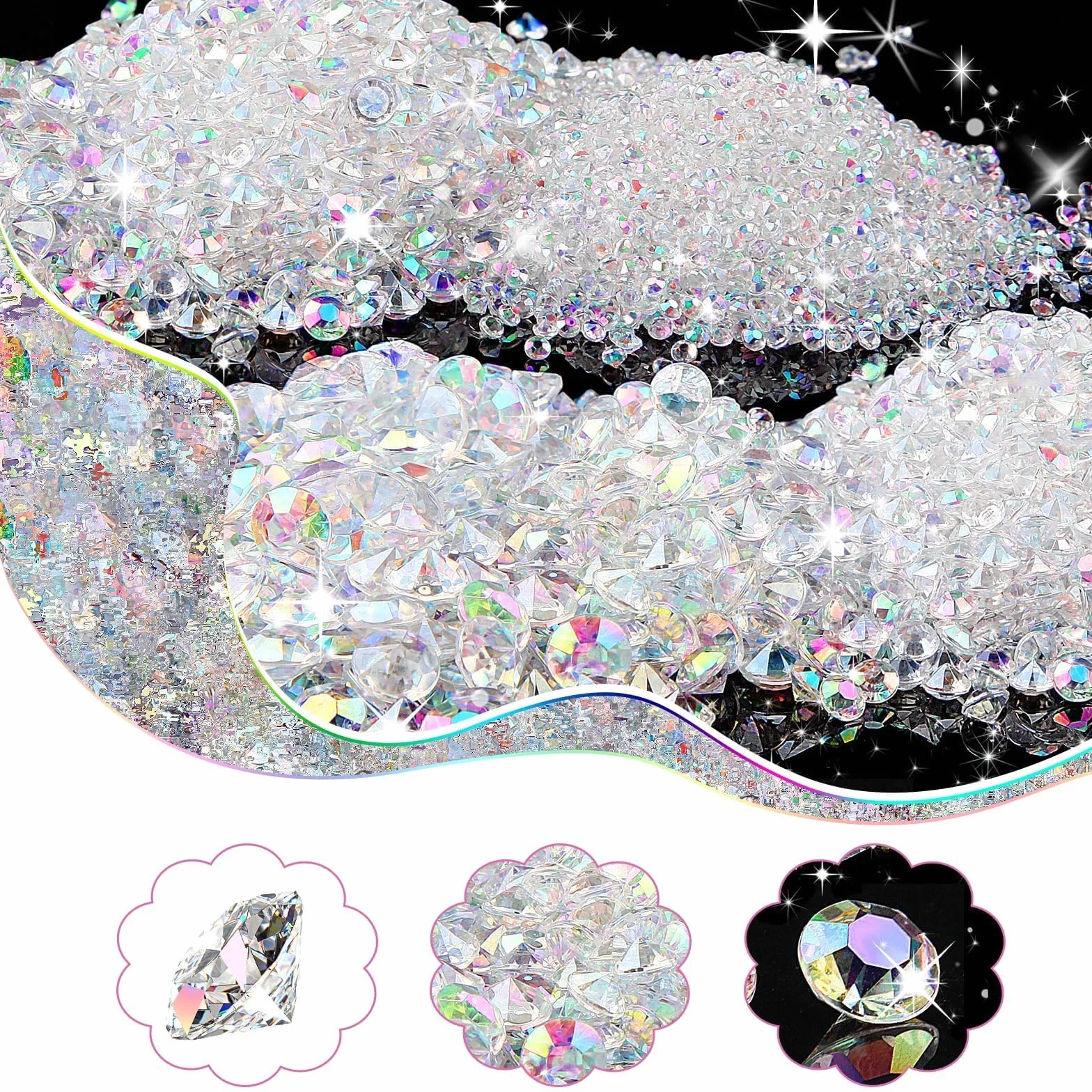 Mbsomnus 5000 sztuk diamentów dekoracyjnych, przezroczyste kamienie dekoracyjne do posypywania, diamenty ślubne, kryształy dekoracyjne do posypywania, błyszczące brilanty, kamienie dekoracyjne na