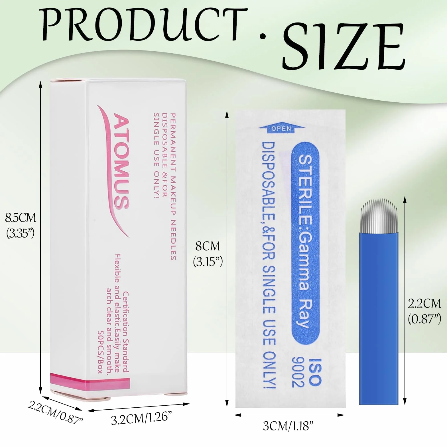 ATOMUS Zestaw igieł Microblading 14-pin 18U do makijażu permanentnego brwi 50 szt