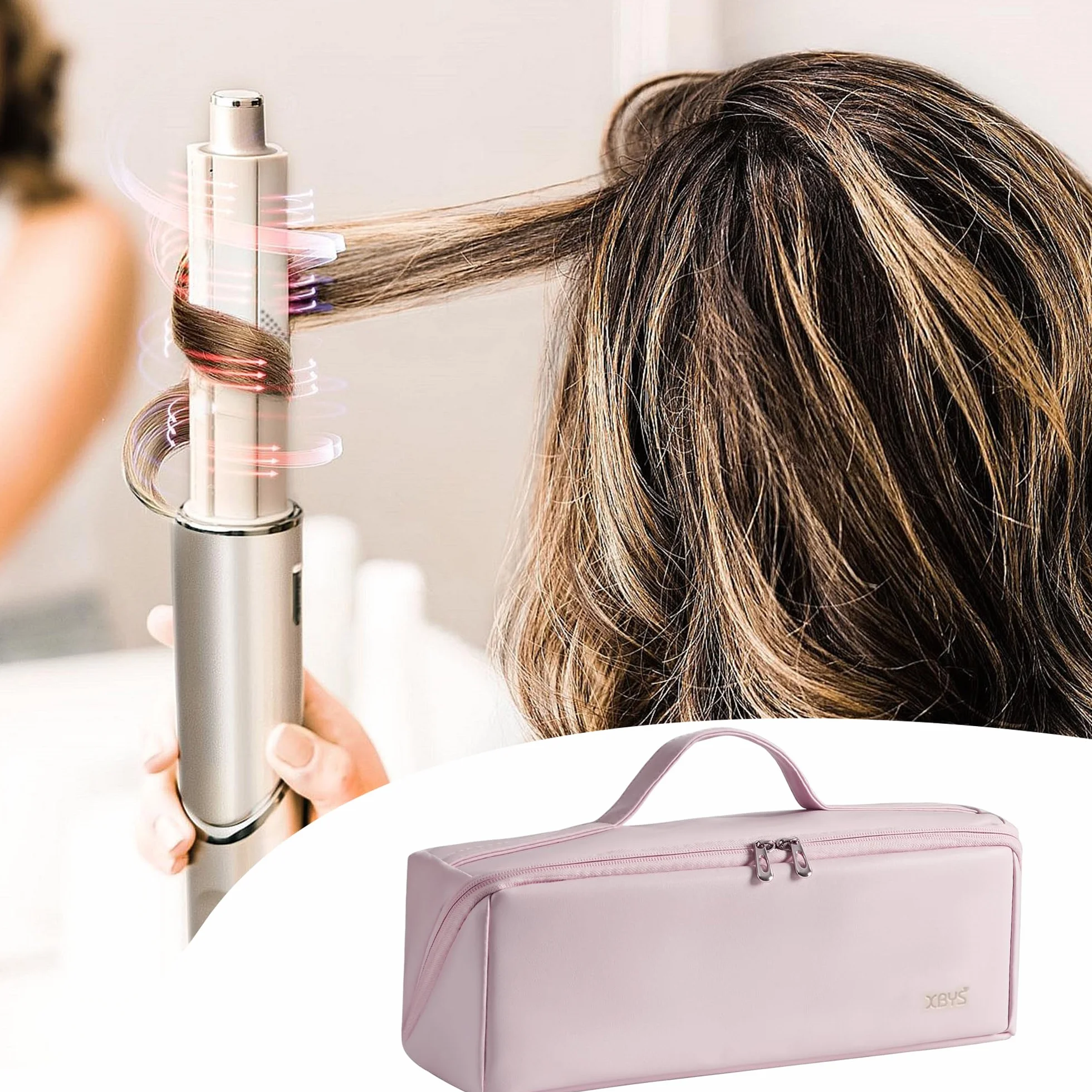 Veki Podróżna na Suszarkę do Włosów, Etui Organizer z PU Skóry, Travel Storage Bag Kompatybilne z Dyson Airwrap Styler, Dyson Supersonic, Shark Flexstyle, Przenośna Torba do Łazienki i Podróży