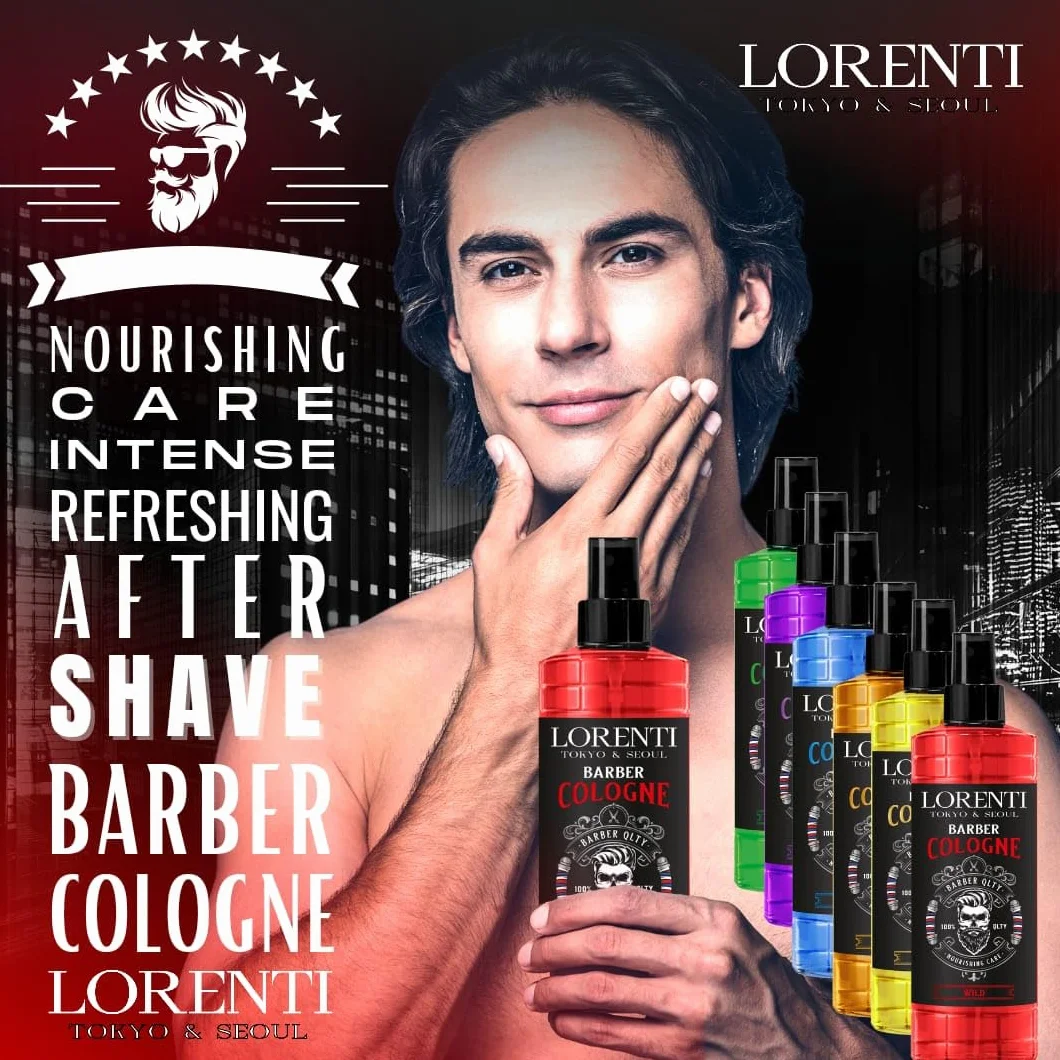 LORENTI TOKYO & SEOUL Barber Cologne 400 ml Storm spray po goleniu dla mężczyzn | woda zapachowa do golenia dla mężczyzn - Barber Eau de Cologne z praktycznym dozownikiem z pompką | orzeźwiający i