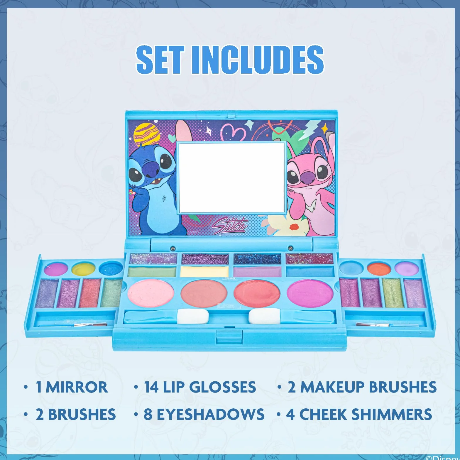 Stitch Zestaw Makijażu Błyszczyk Cienie Pędzle Przenośny