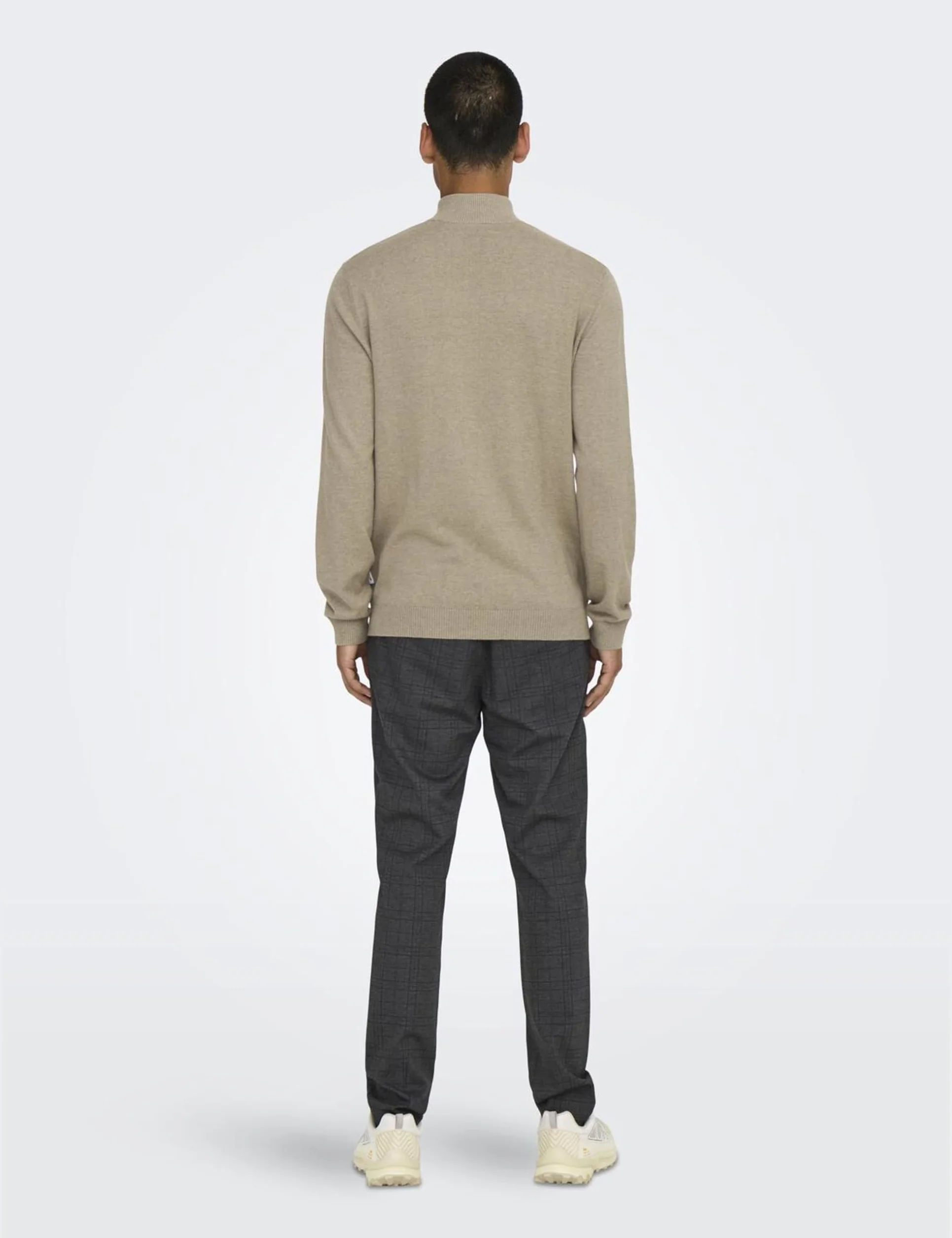 Only & Sons Sweter z dzianiny Mężczyźni Onsloui Reg 12 Mel Half Zip Knit